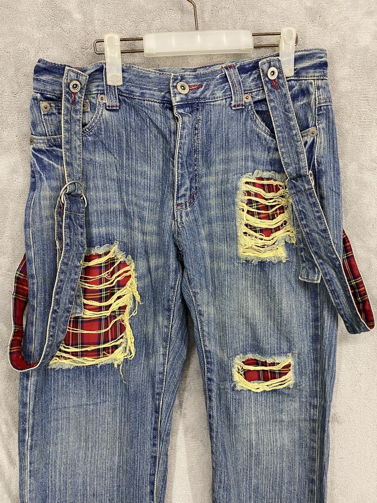 If Six Was Nine VINTAGE CLEF DE SOL DENIM PATCHWORK SUSPENDED BELT PUNK Size US 32 / EU 48 - 5 Thumbnail