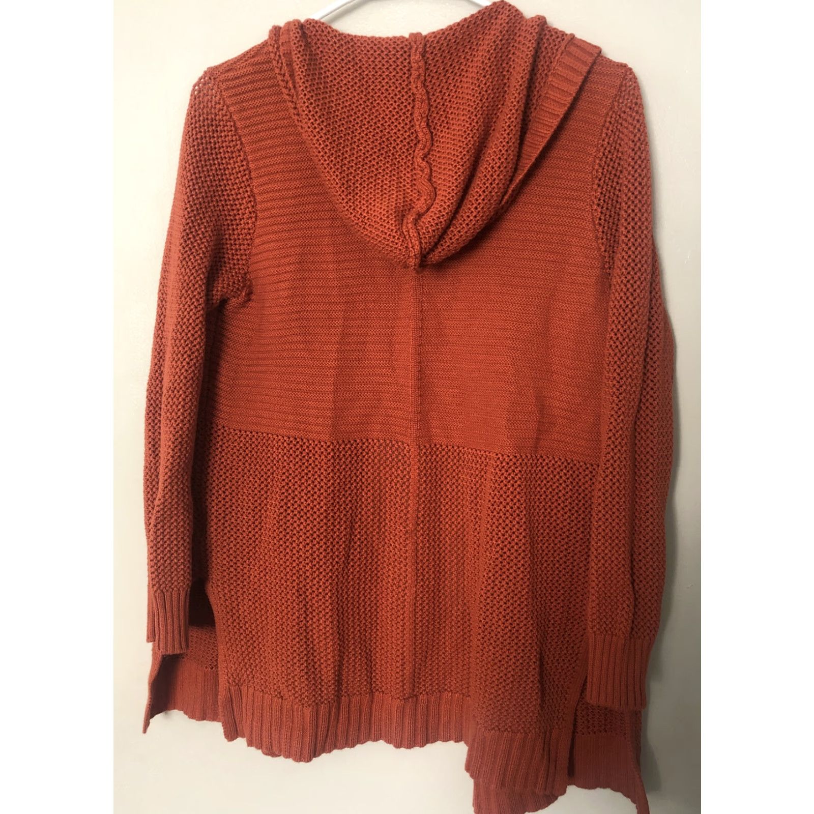 Vintage Marled Hooded Shaw Wrap Sweater Womens M Rust Brown Knit Raglan Sleeve V-Neck Casual Cardigan Size M / US 6-8 / IT 42-44 - 4 Thumbnail