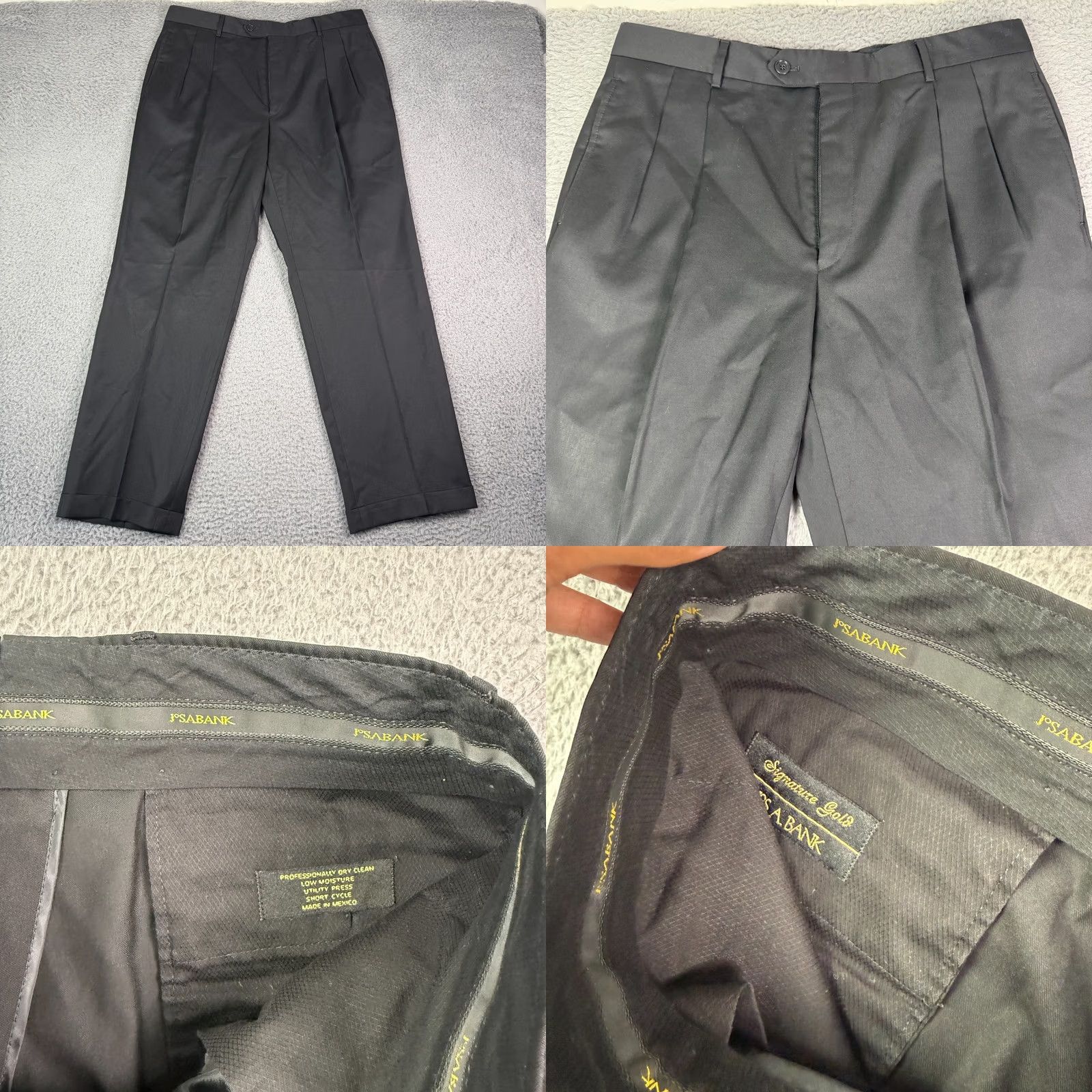 Jos. A. Bank Jos A Bank Signature Gold Suit Jacket Pants Set Mens 44R 34x30 Black Wool Size 44R - 9 Thumbnail