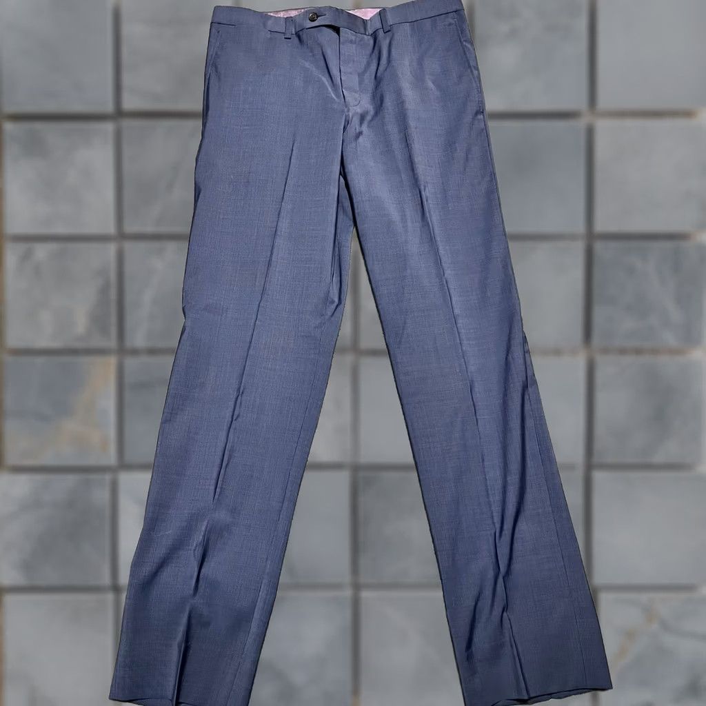 Ted Baker Ted Baker London Mens Pants Blue Plaid Wool Dress Slacks 35 x33.5 Size US 35 - 1 Thumbnail