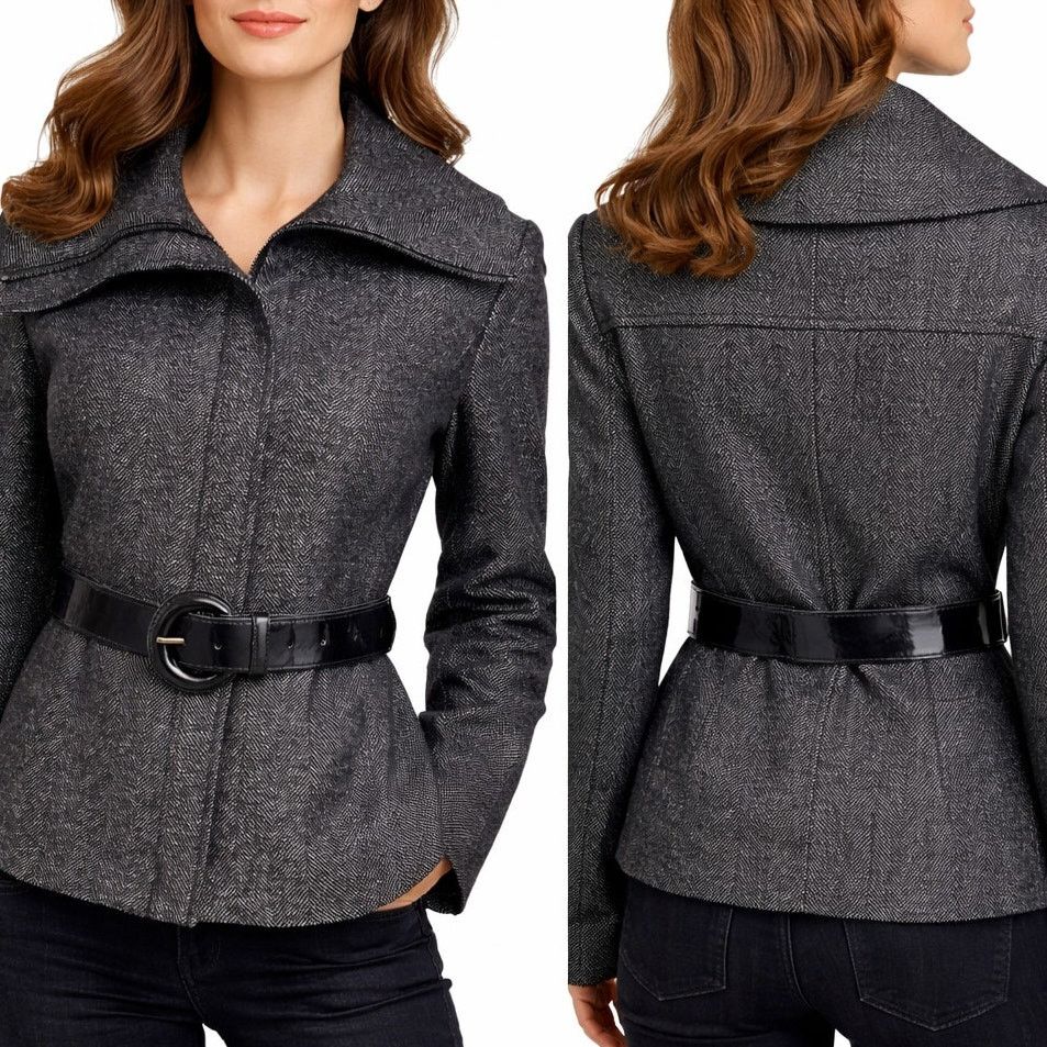 Anne Klein Anne Klein AK Herringbone Jacket Full Zip Women's 8 Wool Size M / US 6-8 / IT 42-44 - 1 Thumbnail