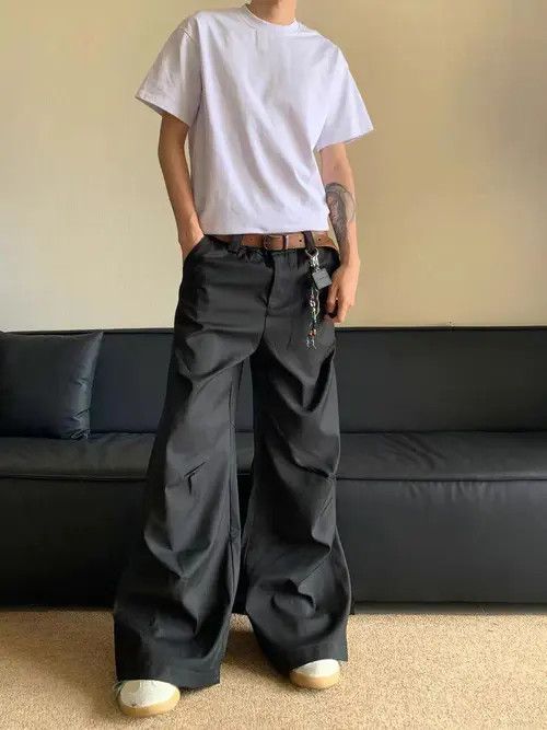 VIBE Pleated Studded Vintage Micro Flare Casual Pants Size US 30 / EU 46 - 1 Thumbnail