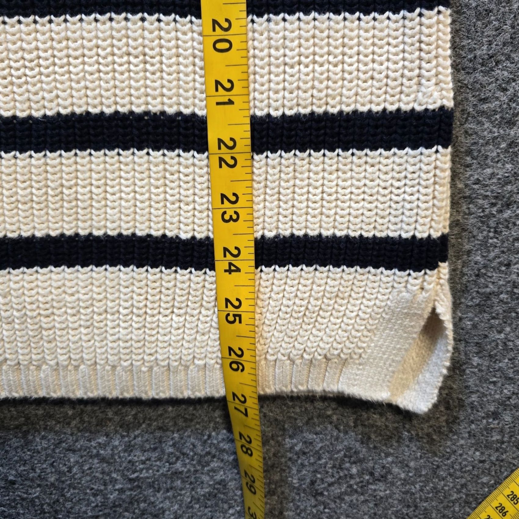 Talbots Talbots Sweater Womens Size M Petite White Blue Striped Nautical Preppy Pullover Raglan Sleeve Mock Neck Knit Cotton Regular Knit Pattern Striped Size M / US 6-8 / IT 42-44 - 6 Thumbnail