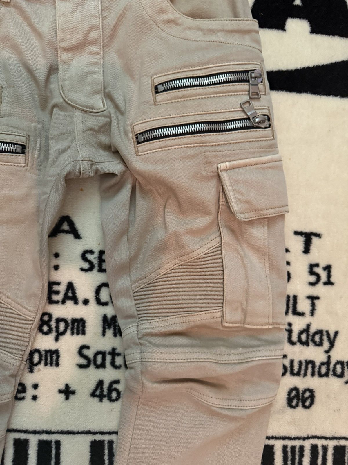 Balmain Balmain Paris Beige Biker Jeans – Moto Zip Denim Size US 28 / EU 44 - 4 Thumbnail