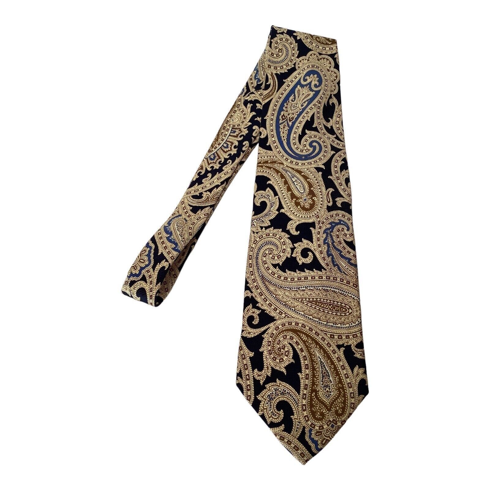 Trussardi TRUSSARDI Yellow Paisley Luxury Designer Silk Tie W: 3.75" Size ONE SIZE - 5 Thumbnail