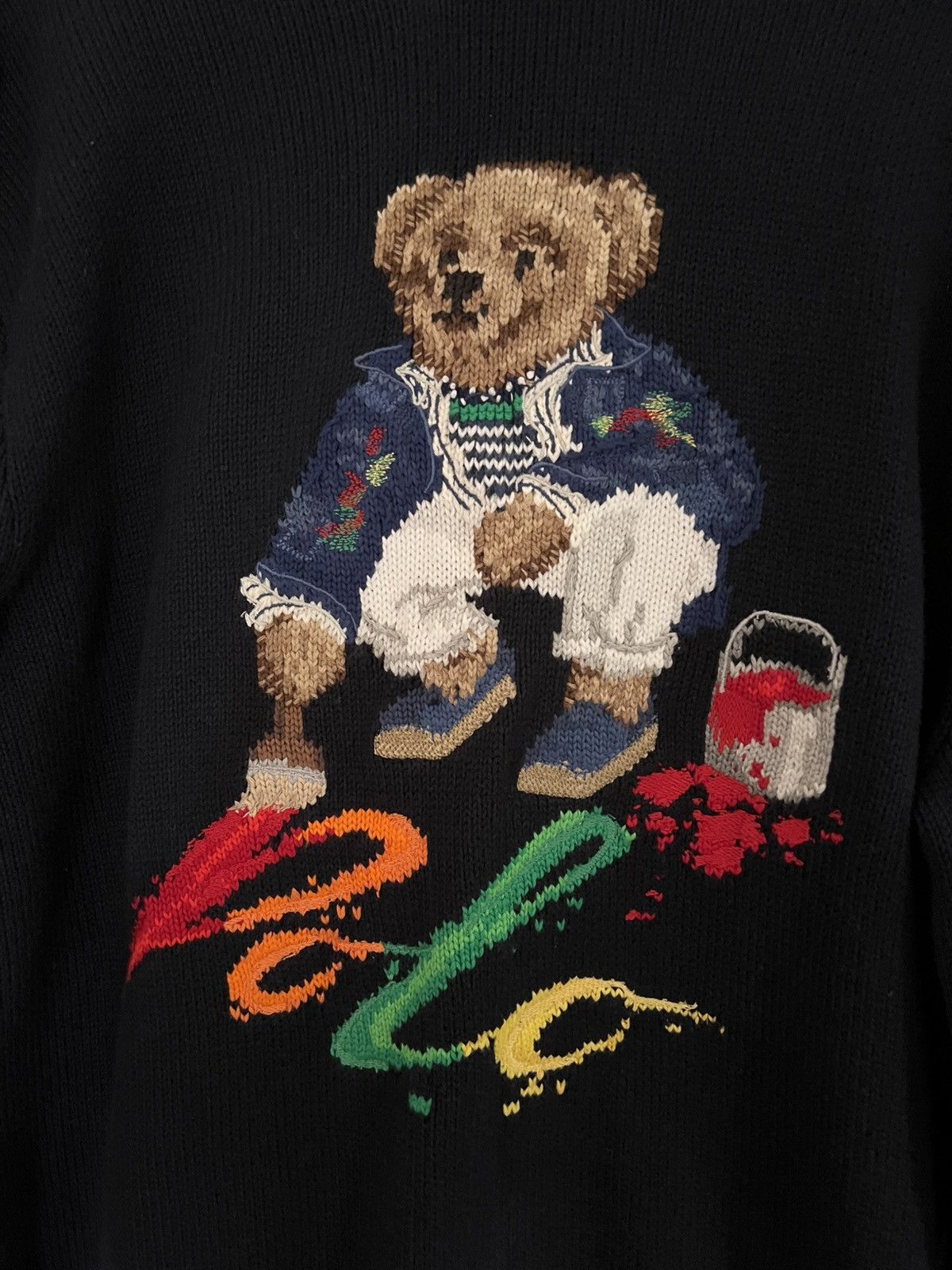 Polo Ralph Lauren Polo Ralph Lauren Polo Bear intarsia-knit hoodie medium navy Size US M / EU 48-50 / 2 - 7 Thumbnail