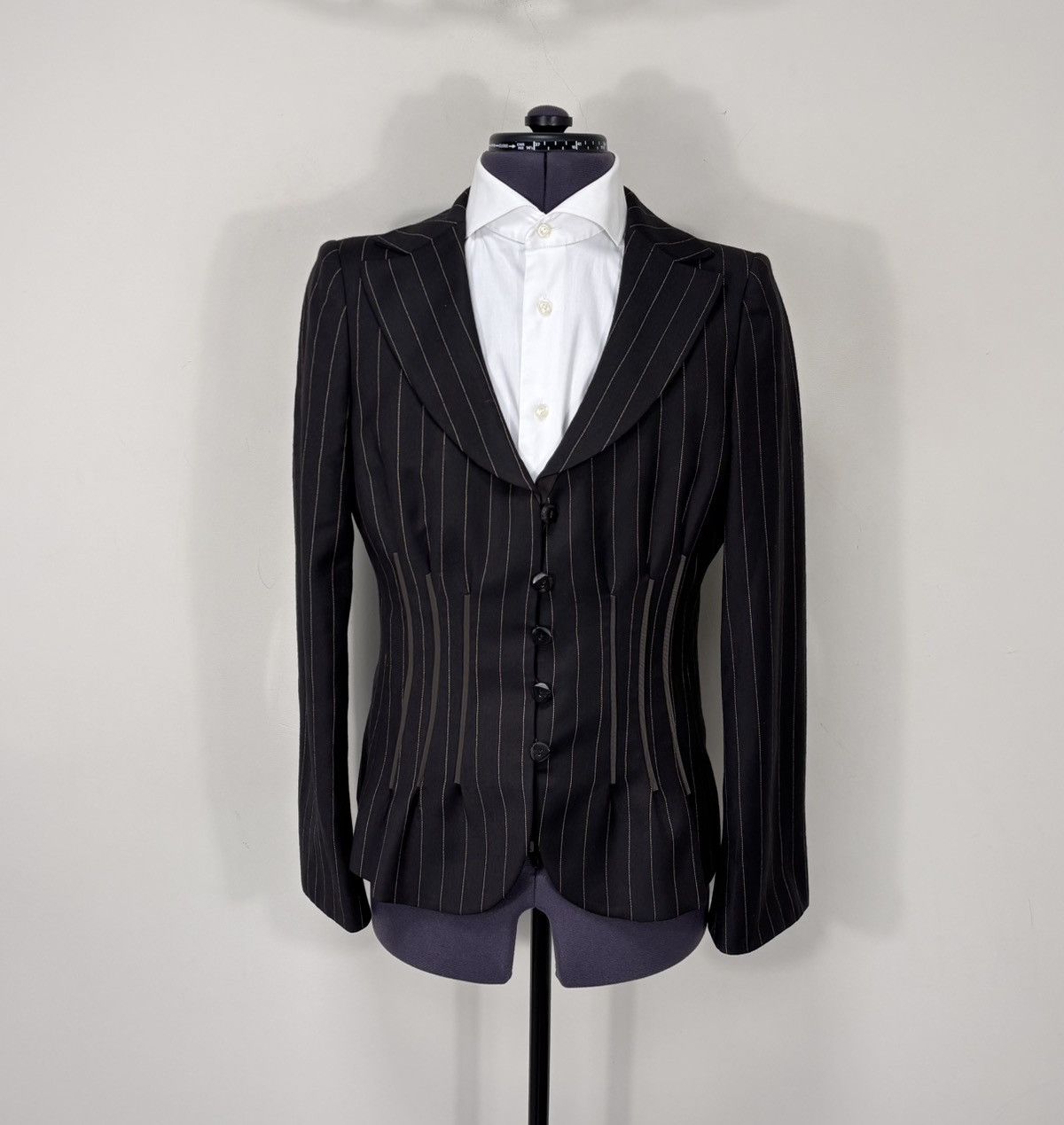 Armani Collezioni Armani Collezioni Women’s Brown Pinstripe Wool Power Suit Size L / US 10 / IT 46 - 2 Thumbnail