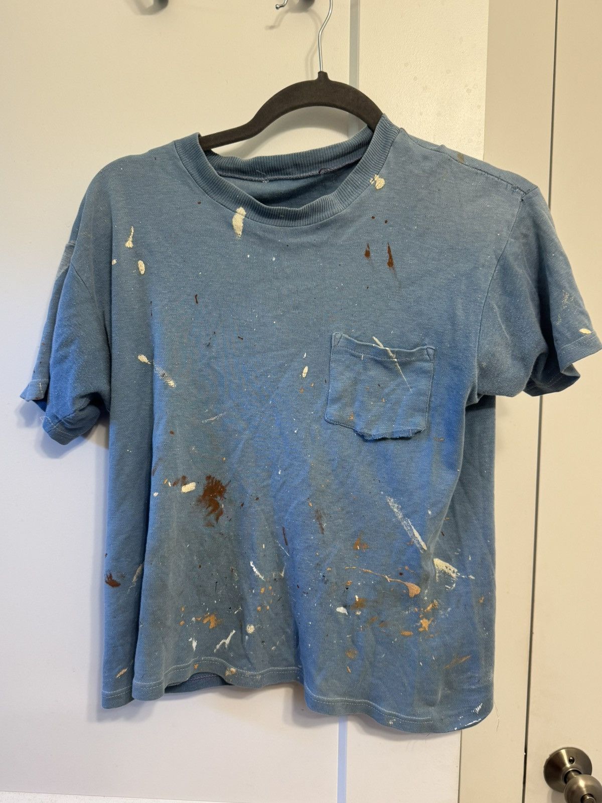 Vintage 1970s Blue Paint Splatter Tee Size US XS / EU 42 / 0 - 1 Thumbnail