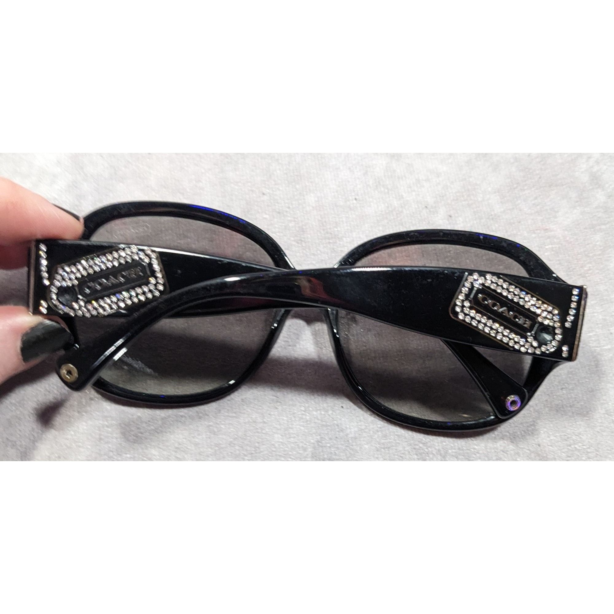 Coach Glam Goth Coach HC8037B Angeline Black And Rhinestone Sungla Size ONE SIZE - 10 Thumbnail