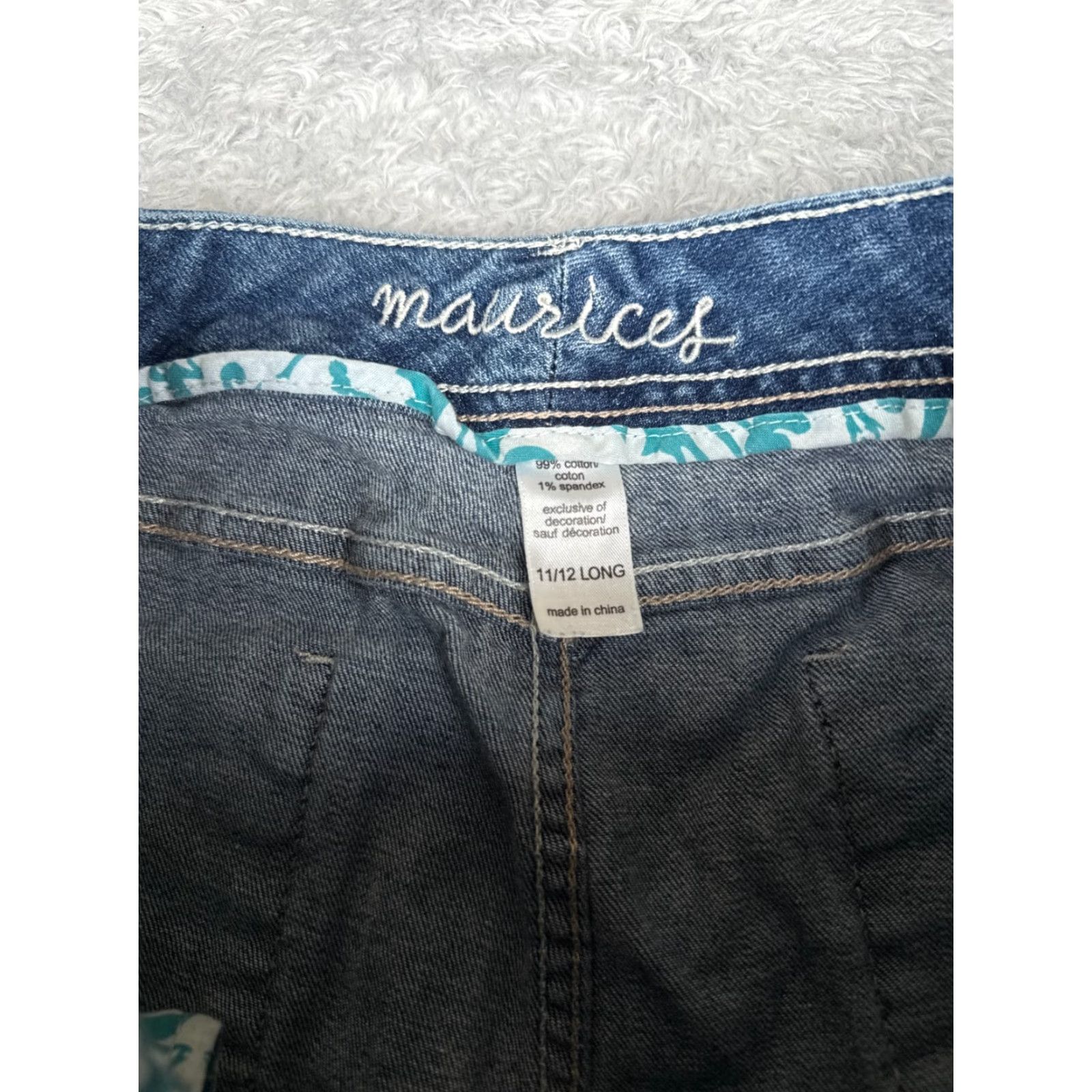 Vintage Maurices Jeans Womens 12 Blue Denim Flared Bootcut Raw Hem Embroidered 31x33 Size 34" / US 12 / IT 48 - 6 Thumbnail