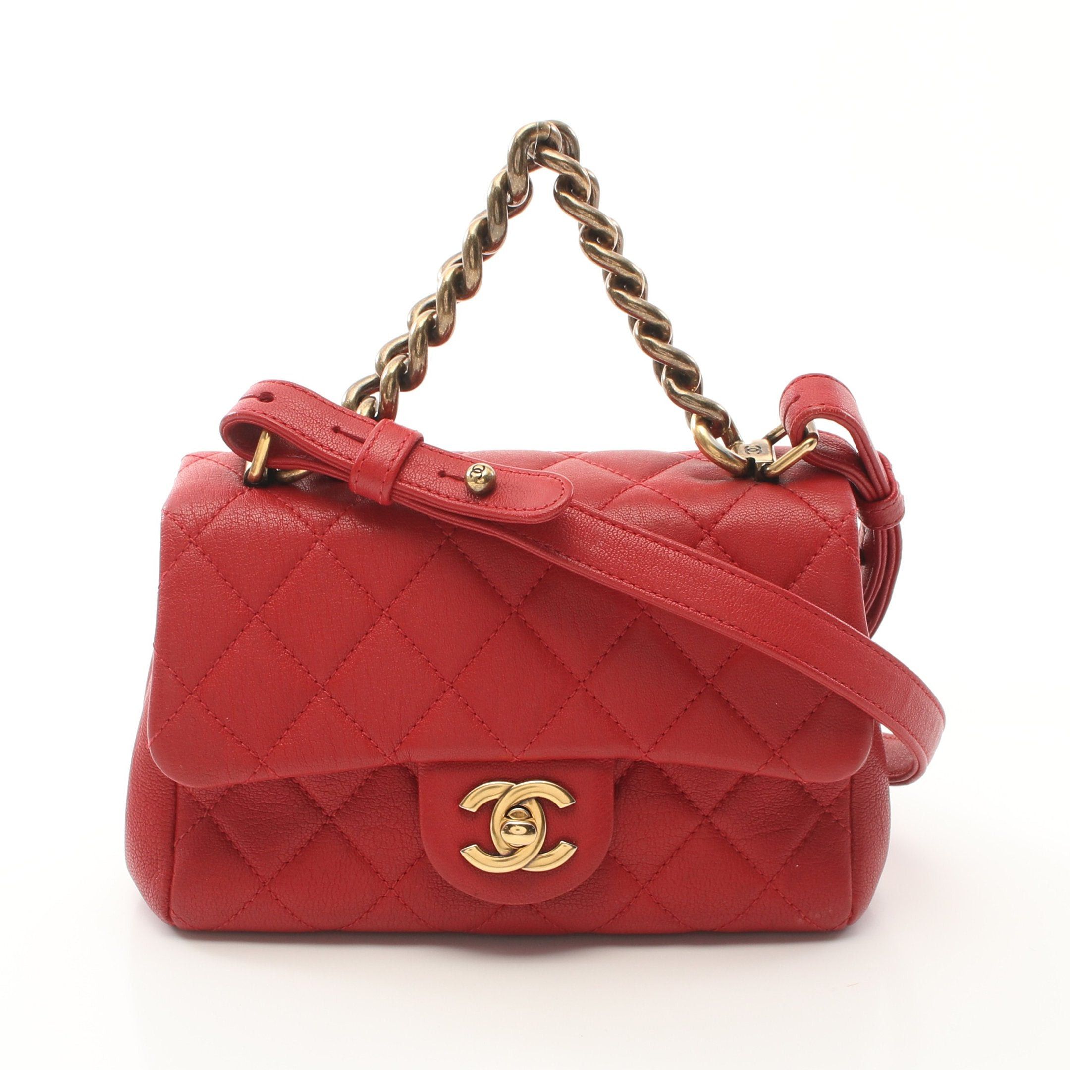 Chanel Chanel Matelasse Chain Handbag Leather Red Gold Hardware Size ONE SIZE - 1 Thumbnail