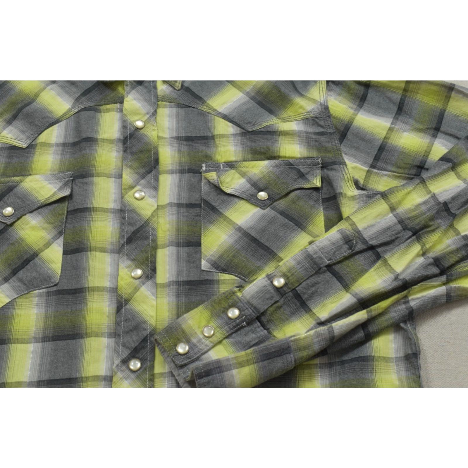 Vintage Tin Haul Shirt Men Medium Plaid Western Yellow Gray Cotton Snap Button-Up Collared Long Sleeve, Casual Size US M / EU 48-50 / 2 - 6 Thumbnail