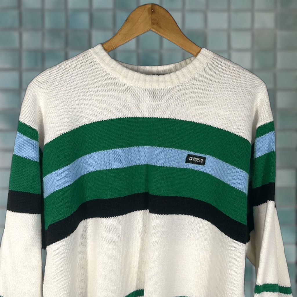 Southpole South Pole Sweater Men L Colorblock Striped Pullover Blue Green White Authentic Collection Size US L / EU 52-54 / 3 - 1 Thumbnail