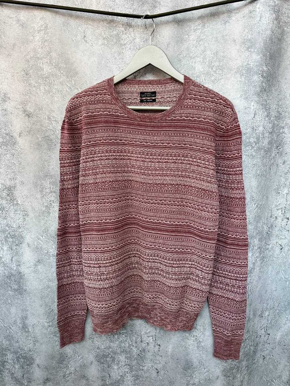 Allsaints AllSaints Maroon Cotton/Linen Halsey Crew Indigo Sweater Size US M / EU 48-50 / 2 - 2 Thumbnail