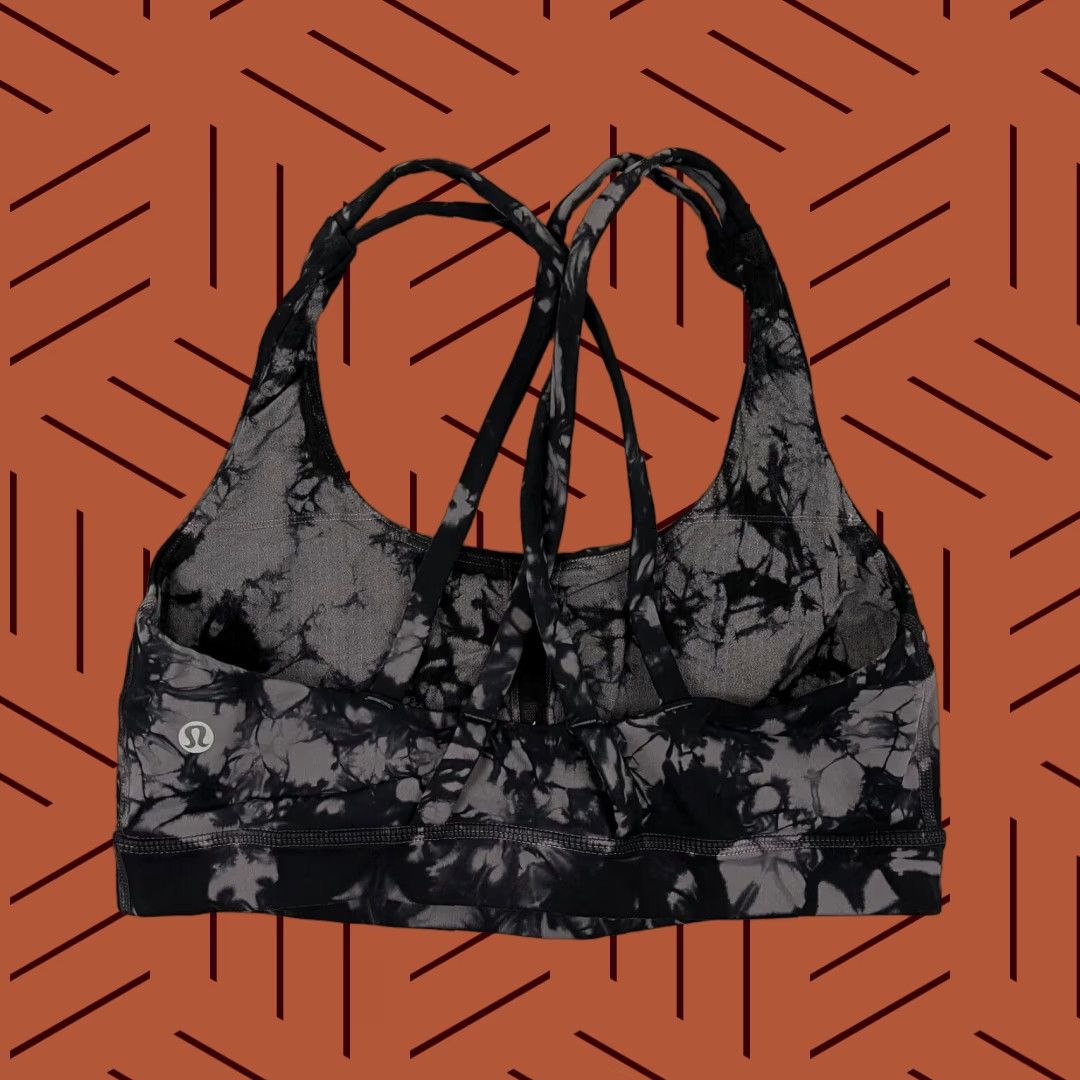 Lululemon VINTAGE LULULEMON Energy Sports Bra Womens Size 6 Shibori Magnum Black Stretch Training Size ONE SIZE - 1 Thumbnail