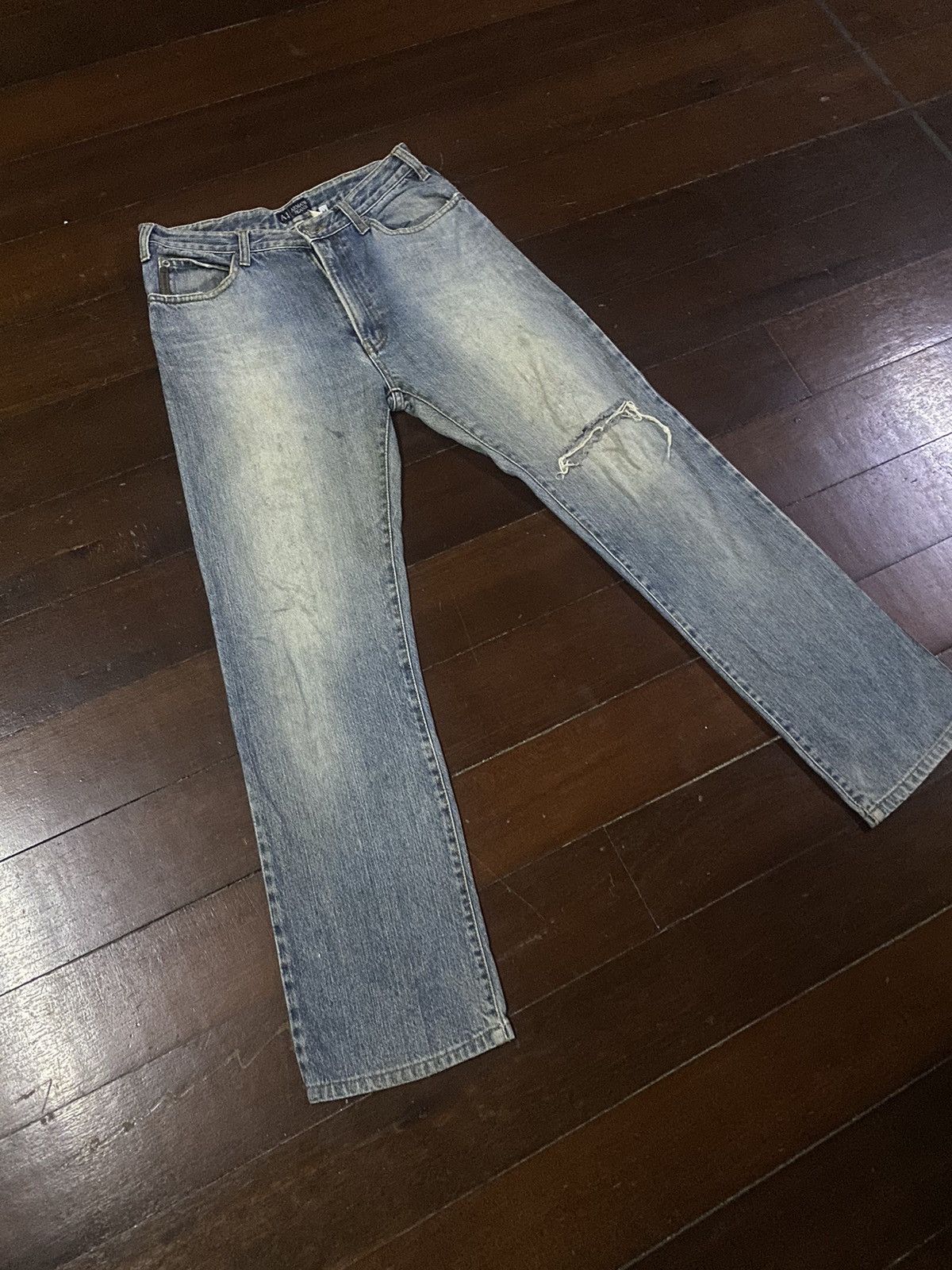 Armani × Giorgio Armani × Vintage Fire vintage ARMANI JEANS distressed mud wash flare Size US 32 / EU 48 - 2 Thumbnail
