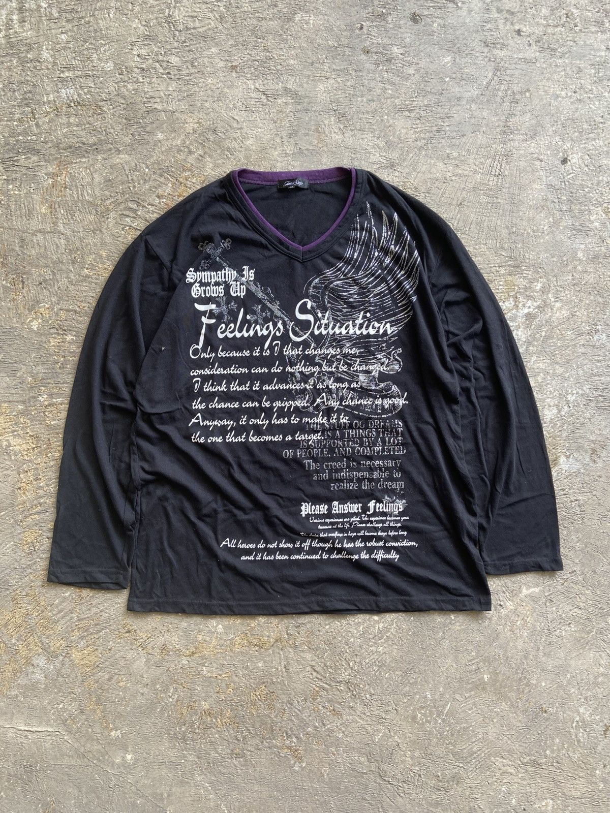 Japanese Brand 2000s Time Step - Vkei Style Poem Long Sleeve Tee Size US XL / EU 56 / 4 - 1 Thumbnail