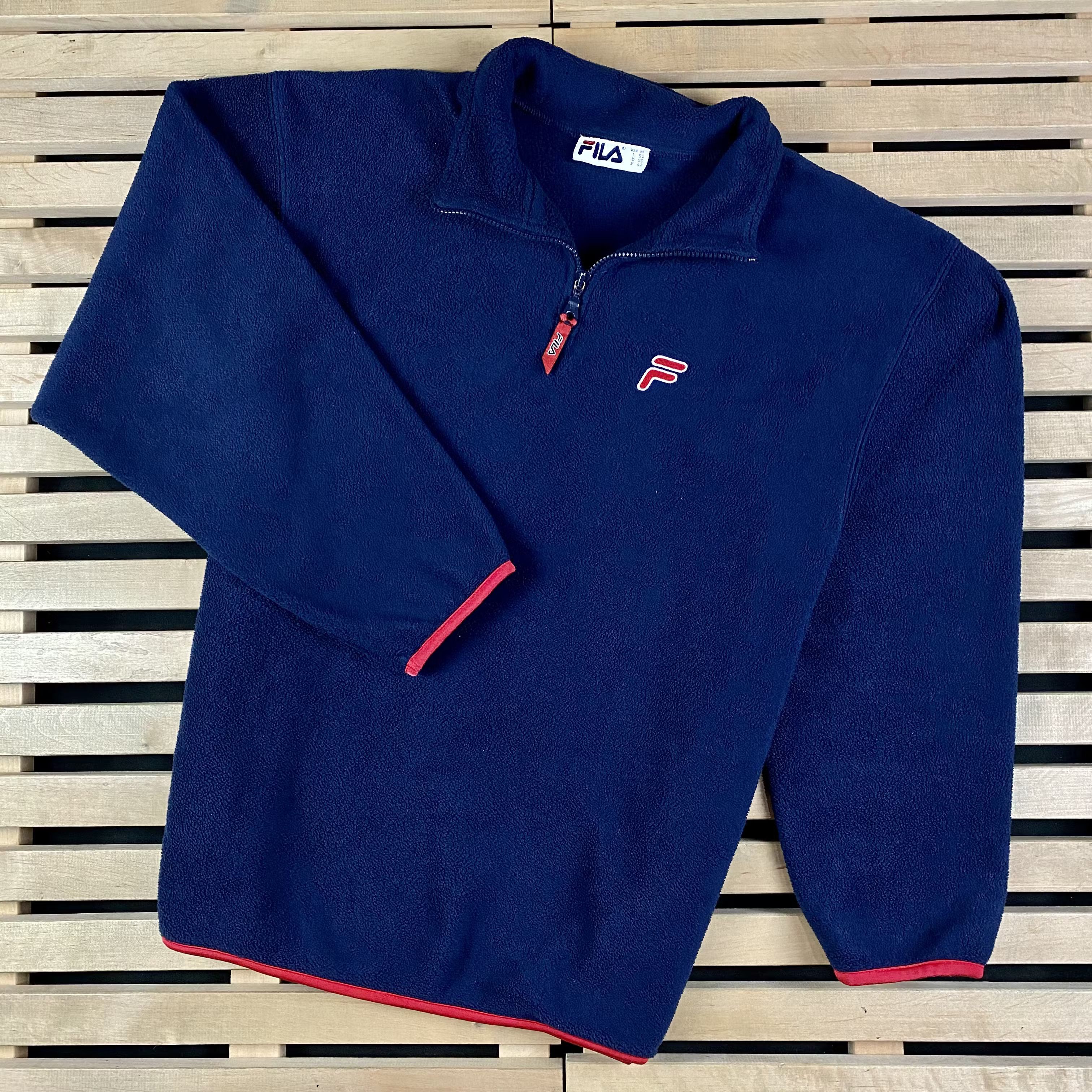 Fila × Vintage Mens Fleece Sweatshirt Fila Vintage Size М Big Logo Back Size US M / EU 48-50 / 2 - 1 Thumbnail