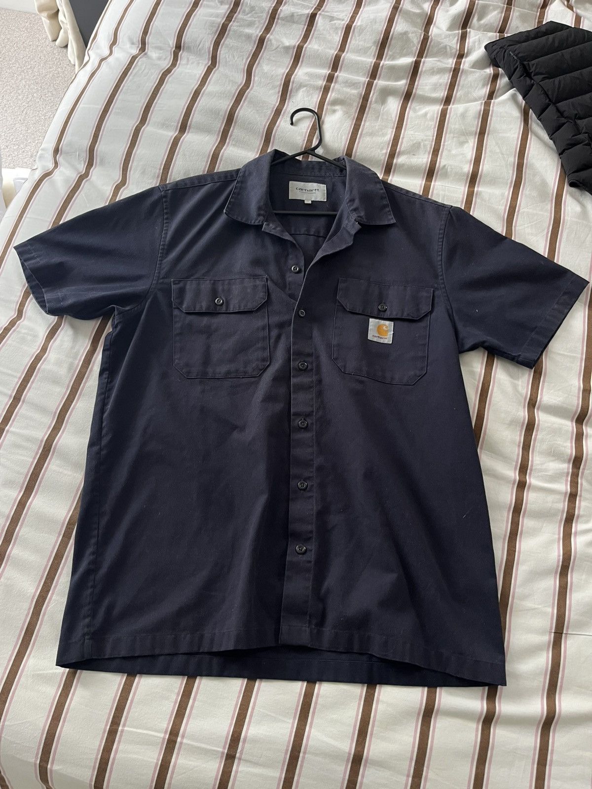 Carhartt Navy Button Up Short Sleeve Size US XL / EU 56 / 4 - 1 Thumbnail