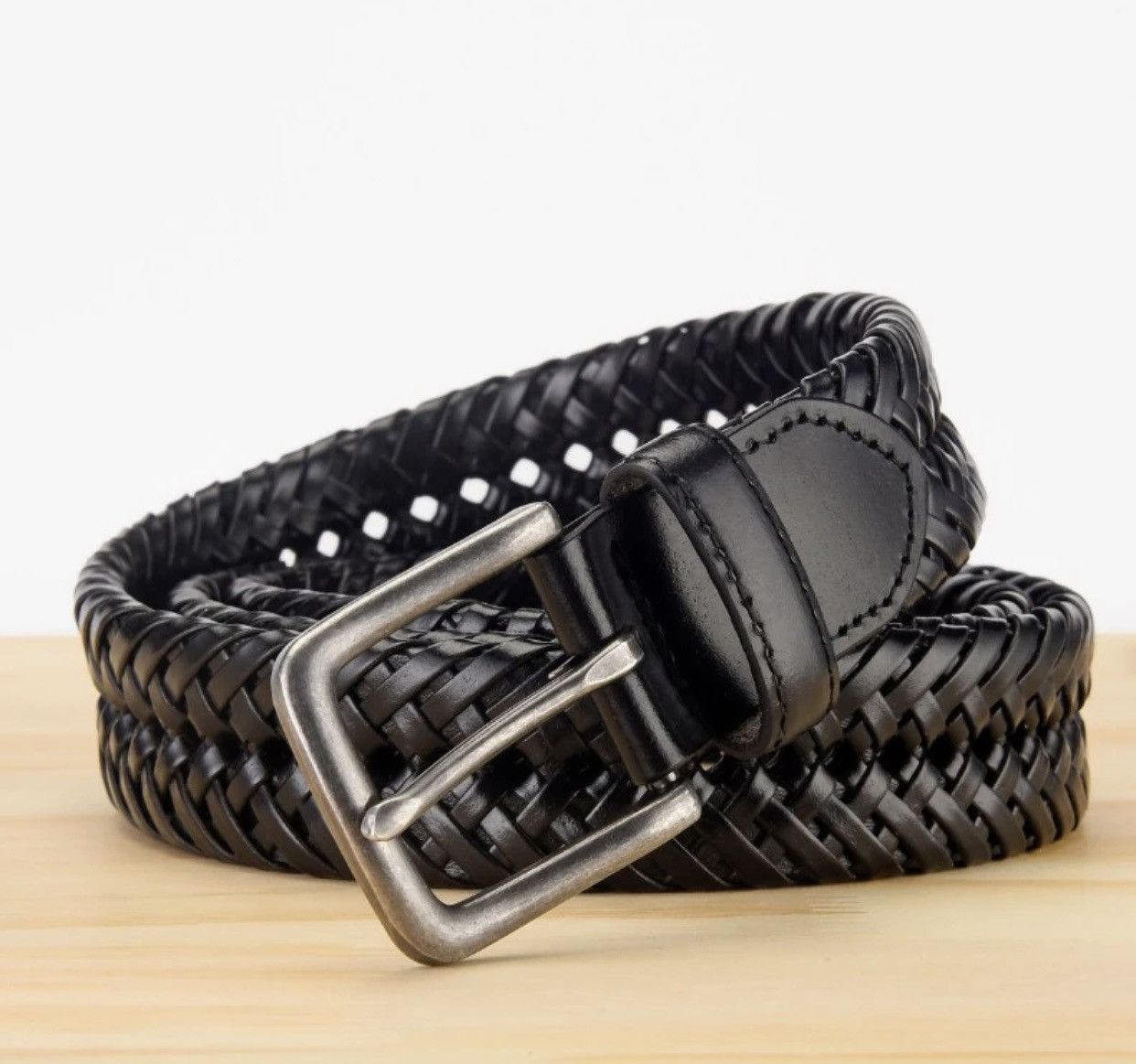 Leather × Vintage Genuine Leather Knitted Strap Vintage Jeans Braided Belts Size ONE SIZE - 2 Thumbnail