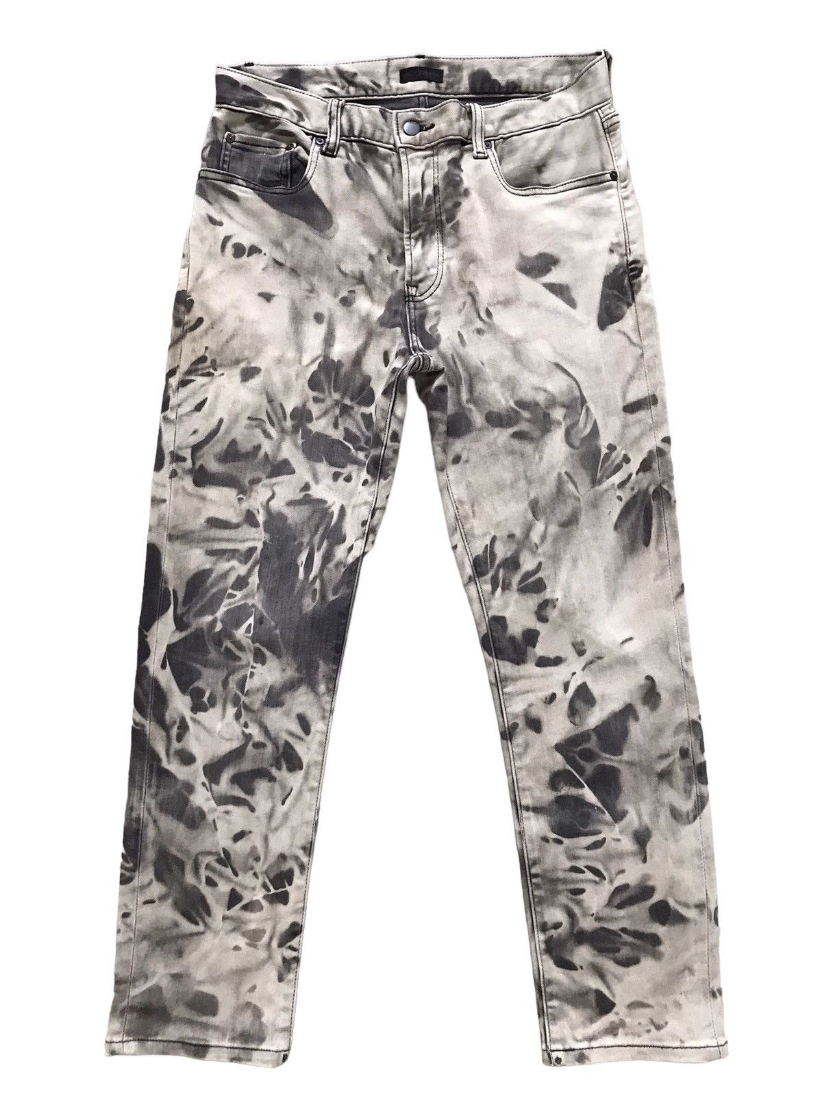 Japanese Brand Uniqlo Bleach Acid Wash Heattech Stretchable Denim Jeans Size US 31 - 1 Thumbnail