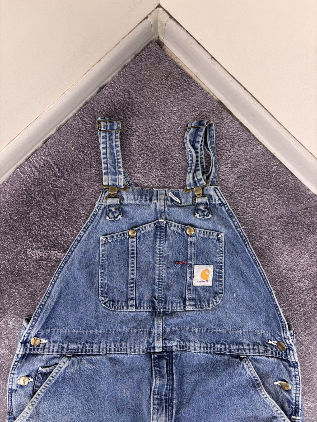 Carhartt Vintage Carhartt Blue Denim Bib Overalls R08 DNM Carpenter Size US 38 / EU 54 - 6 Thumbnail