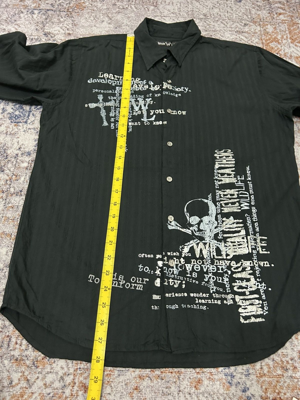 If Six Was Nine Wild Life Poem Cross Skull Long Button Shirt Size US L / EU 52-54 / 3 - 11 Thumbnail