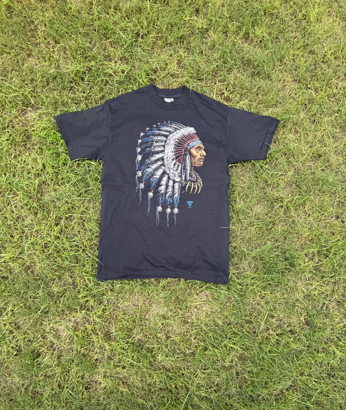 Vintage 1991 vintage black Trinity Indian Chief cotton t-shirt Size US L / EU 52-54 / 3 - 1 Thumbnail