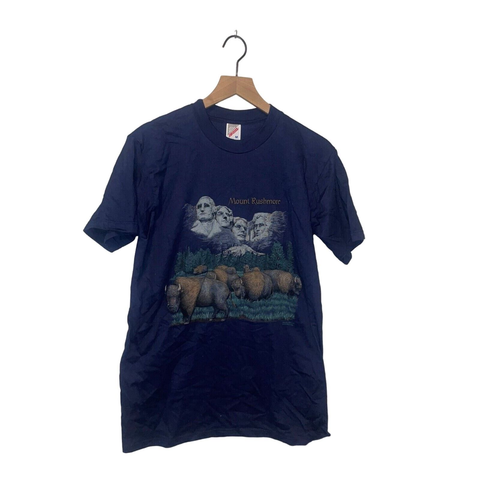 Jerzees Vintage Mount Rushmore Shirt President Bison Blue Tee 90s M Size US M / EU 48-50 / 2 - 1 Thumbnail