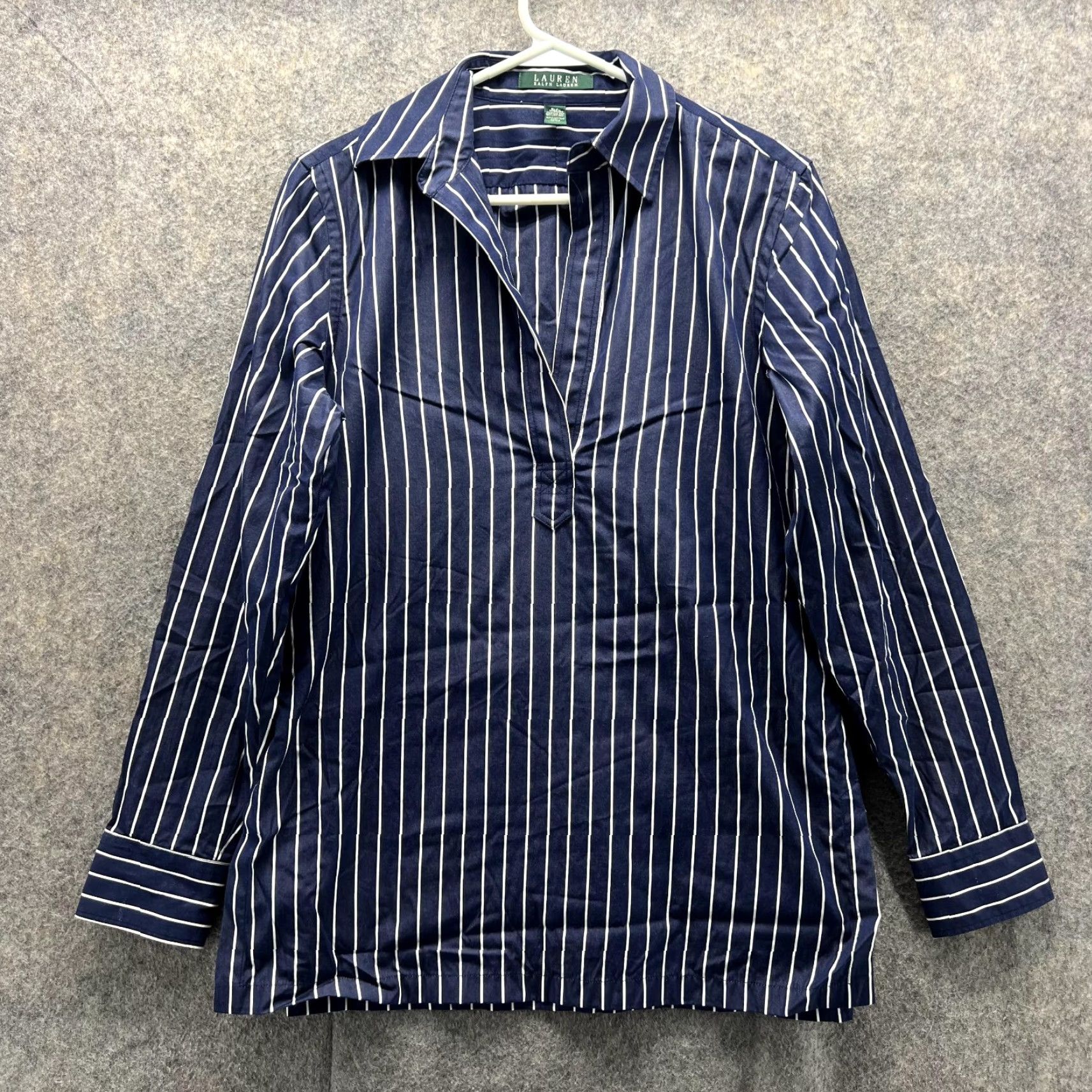 Ralph Lauren VINTAGE? No. Lauren Ralph Lauren Shirt Women Small Blue White Striped Long Sleeve Collared Pullover Casual Shirt Size S / US 4 / IT 40 - 2 Thumbnail