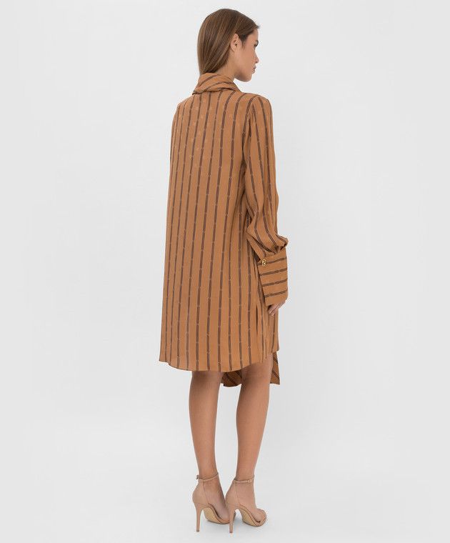Fendi o1y0925 Striped Midi Dress in Brown/Black Size M / US 6-8 / IT 42-44 - 4 Thumbnail
