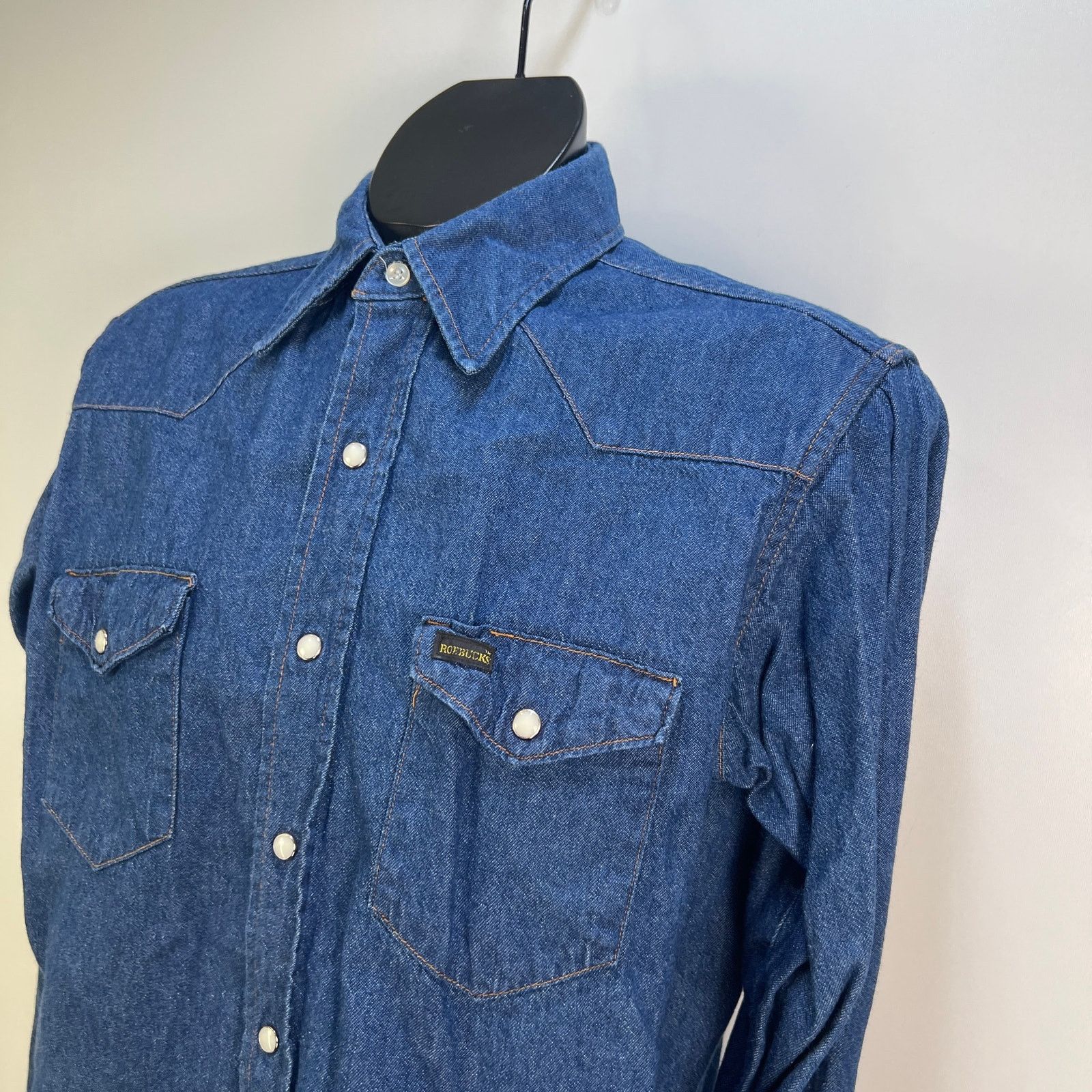 Sears × Vintage Vintage Roebucks Denim Pearl Snap Shirt Size US L / EU 52-54 / 3 - 2 Thumbnail