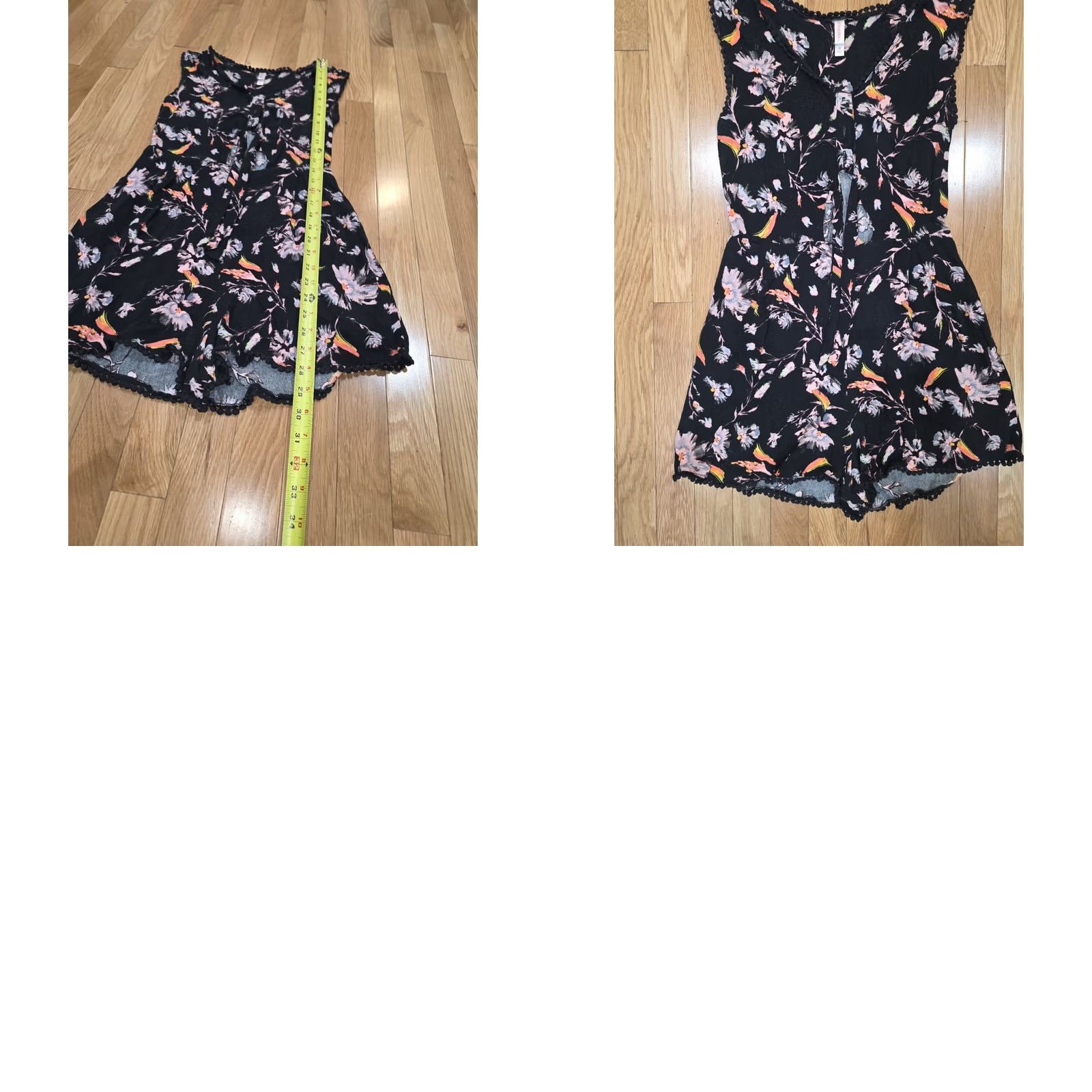 Vintage Xhilaration Romper Size Medium Womens Sleeveless One-Piece Black Floral Rayon M Romper Size 32" / US 10 / IT 46 - 8 Thumbnail
