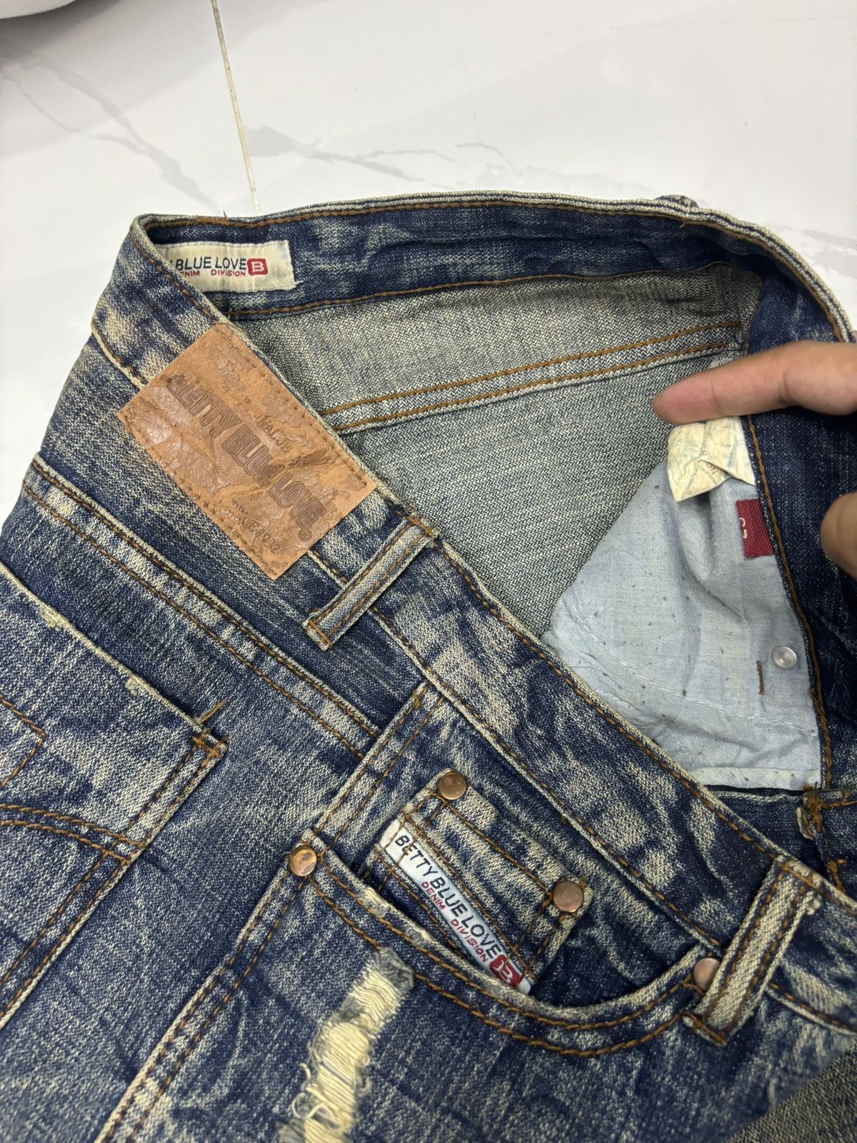 If Six Was Nine ❤️‍🔥THRASHED RIPPED RUSTY FLARED DENIM JEANS DIESEL STYLE Size US 32 / EU 48 - 10 Thumbnail