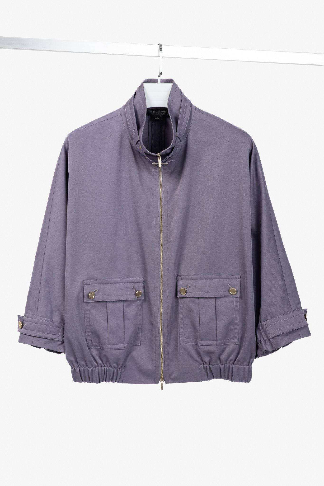 St. John St. John PF/12 Purple Mock-Neck Blouson Jacket Size L / US 10 / IT 46 - 1 Thumbnail
