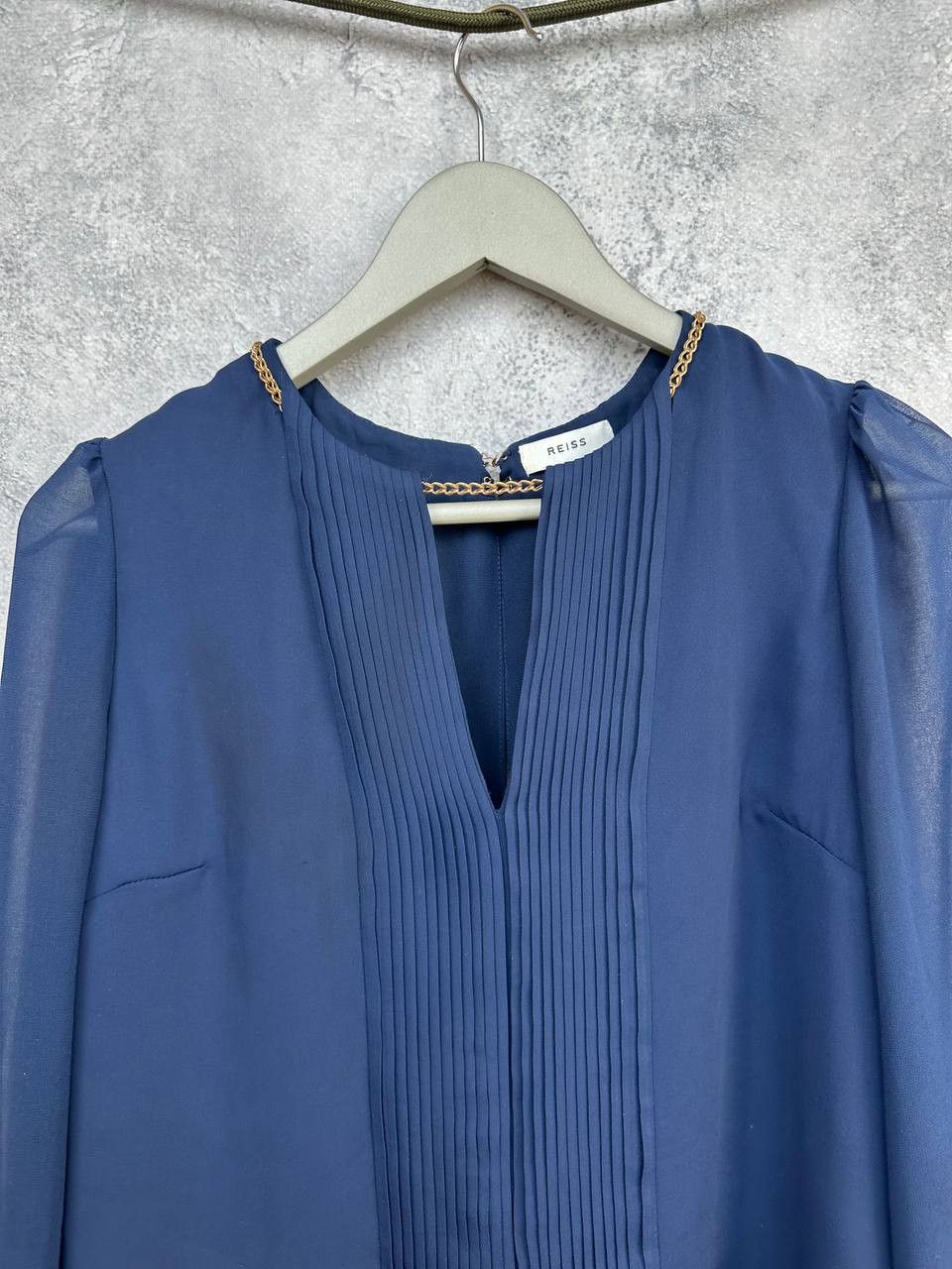 Reiss Reiss Inda Blouse Top Blouse LS Indigo Navy Polyester Size S / US 4 / IT 40 - 4 Thumbnail