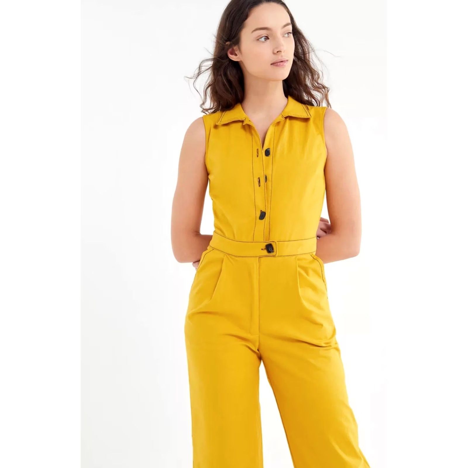 Urban Outfitters Urban Outfitters Tach Silene Sleeveless Jumpsuit Women’s Size Small Color Yellow Size 28" / US 6 / IT 42 - 4 Thumbnail