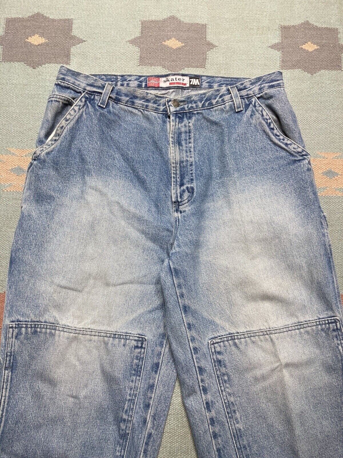 Bugle Boy × Vintage bugle boy 7M carpenter jeans double knee skater baggy 35x30 Size US 35 - 7 Thumbnail