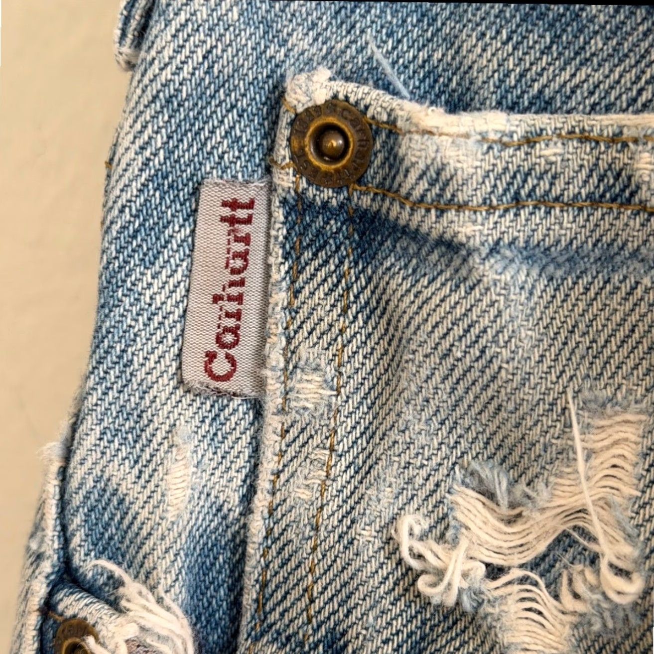 Carhartt VINTAGE Carhartt Jeans Mens 33x32 Blue Relaxed Fit Denim Straight Flannel Lined Jeans Mens Blue 90s Style Straight Mens Jeans Size US 33 - 4 Thumbnail