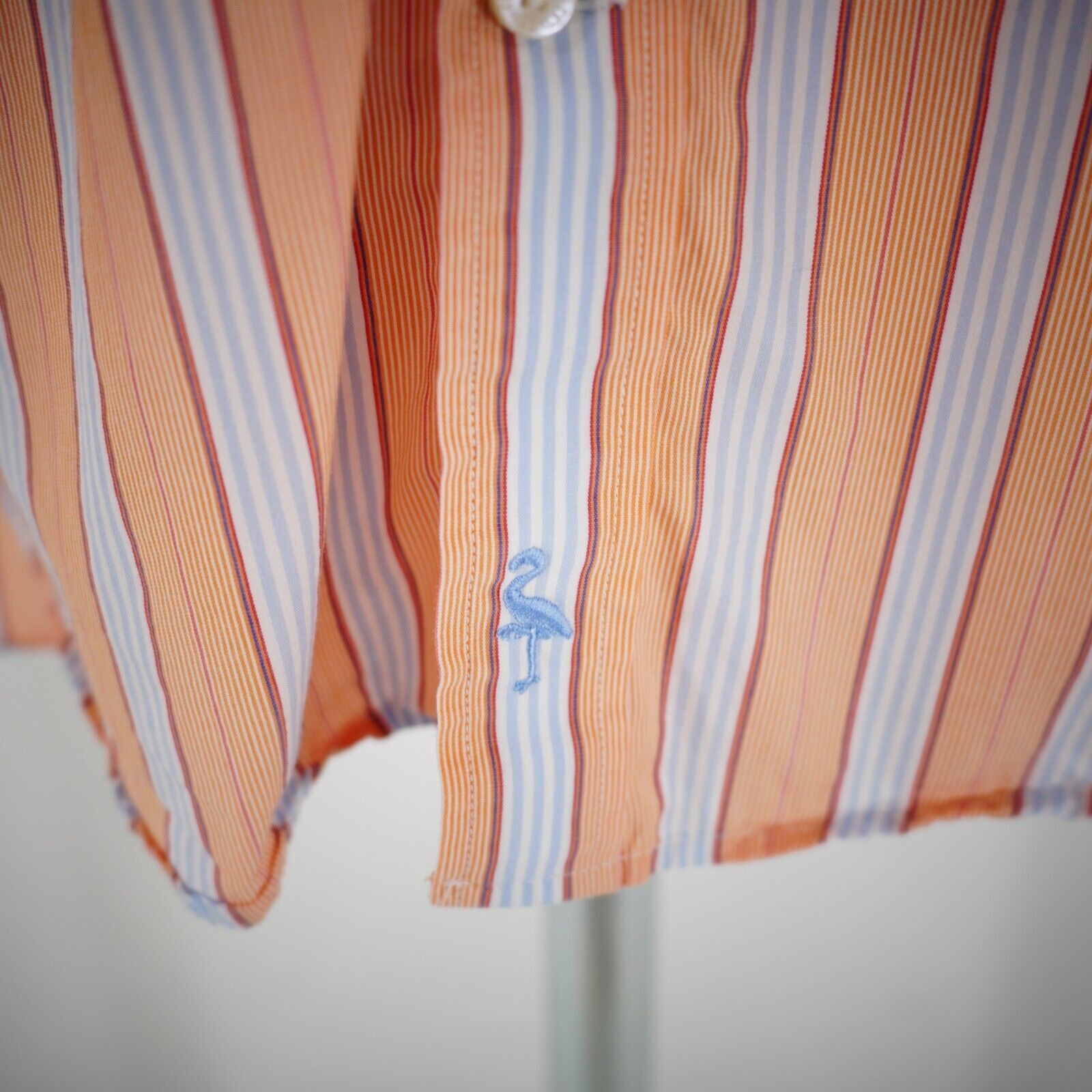 Tailorbyrd Tailorbyrd Orange Blue Striped Flip Cuff Pocket Large Collar Size US L / EU 52-54 / 3 - 4 Thumbnail