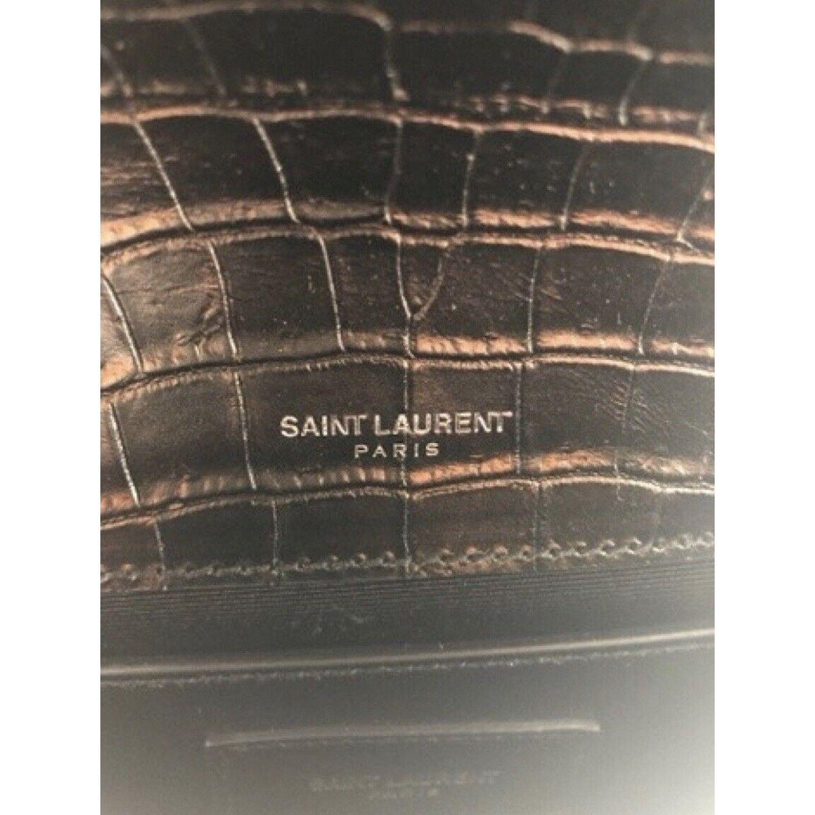 Yves Saint Laurent YSL Saint Laurent Kate Silver Hardware Embossed Croc Tassel Size ONE SIZE - 13 Thumbnail