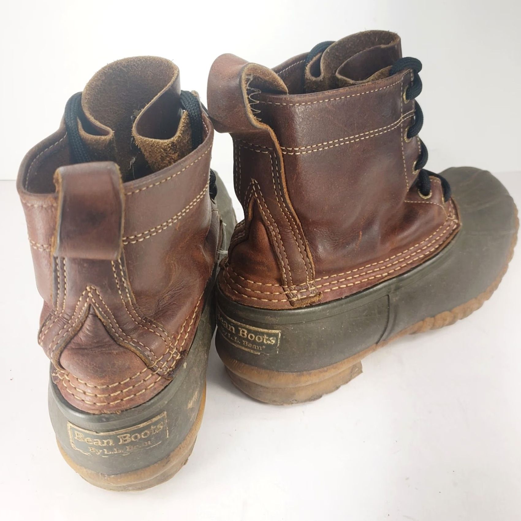 Vintage LL Bean Men’s 9W Brown Leather 8 Inch Lace Up Duck Boots Size US 9 / EU 42 - 4 Thumbnail