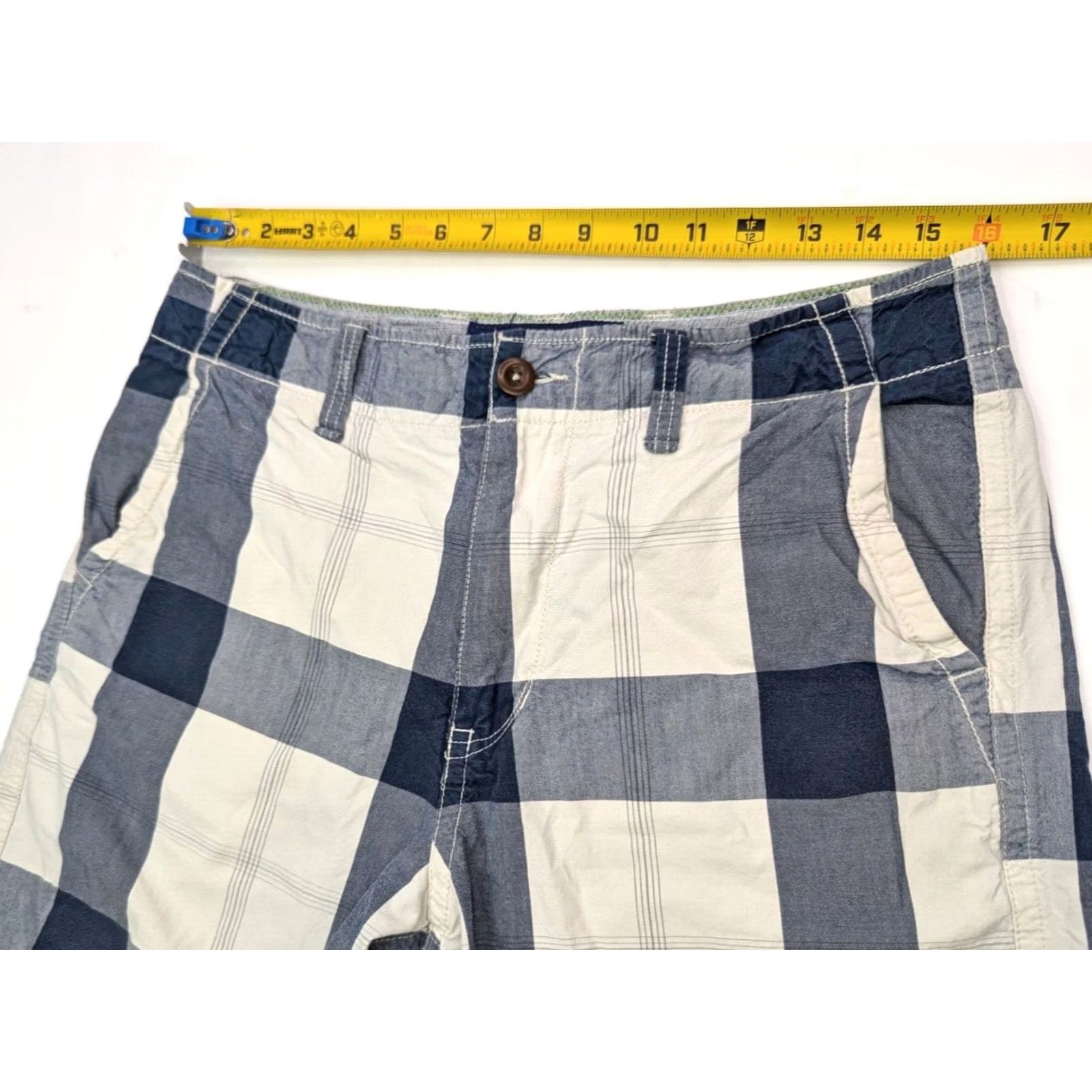 American Eagle Outfitters American Eagle Outfitters Checker Block Design Relaxed Shorts Men 32 Plaid Blue 5-Pocket Denim Casual Chino Shorts Mens RIPS? Size US 32 / EU 48 - 5 Thumbnail