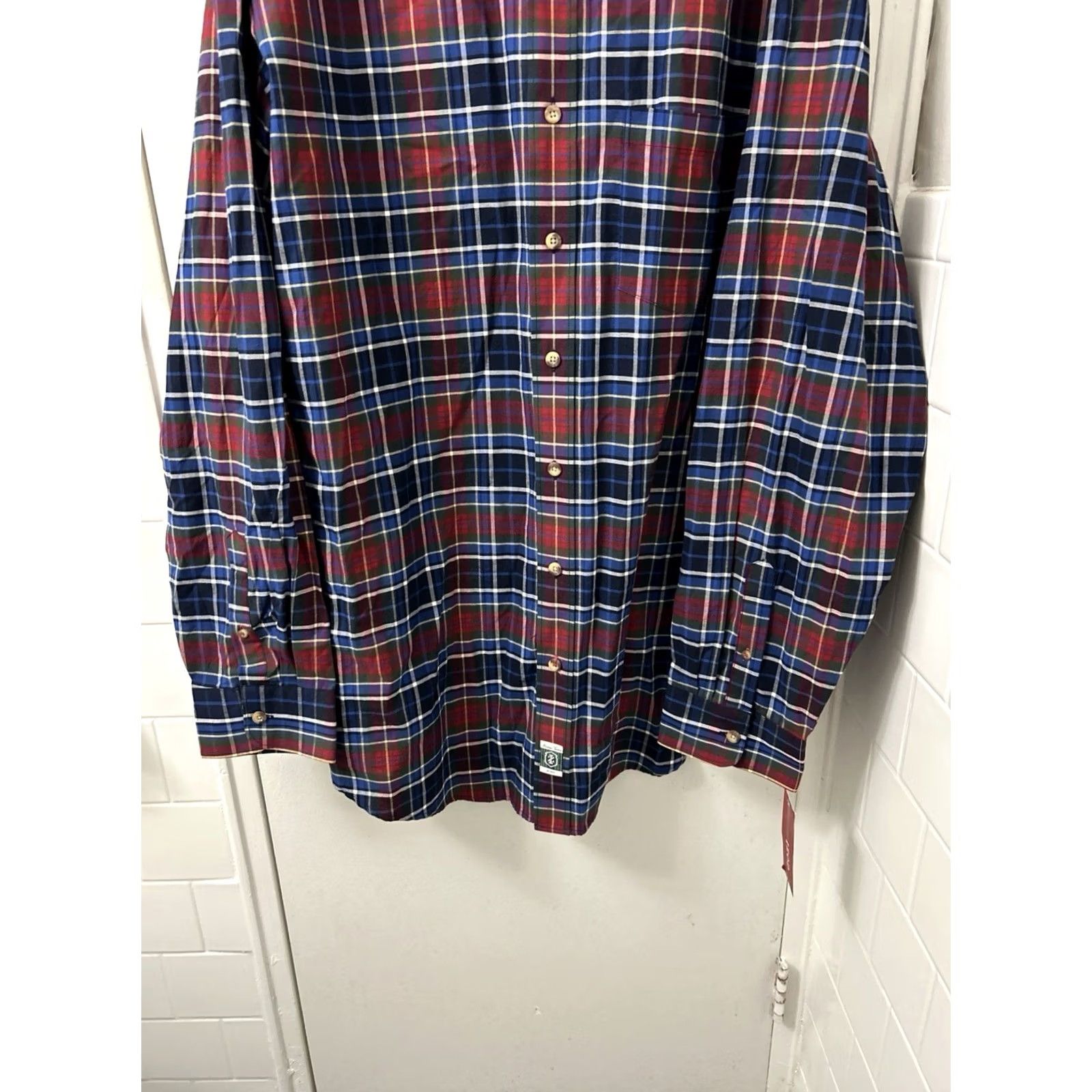 Izod IZOD Shirt Mens 3XL Midnight Blue Heritage Tartan Plaid Button Down L/S NWT Size US XXL / EU 58 / 5 - 3 Thumbnail