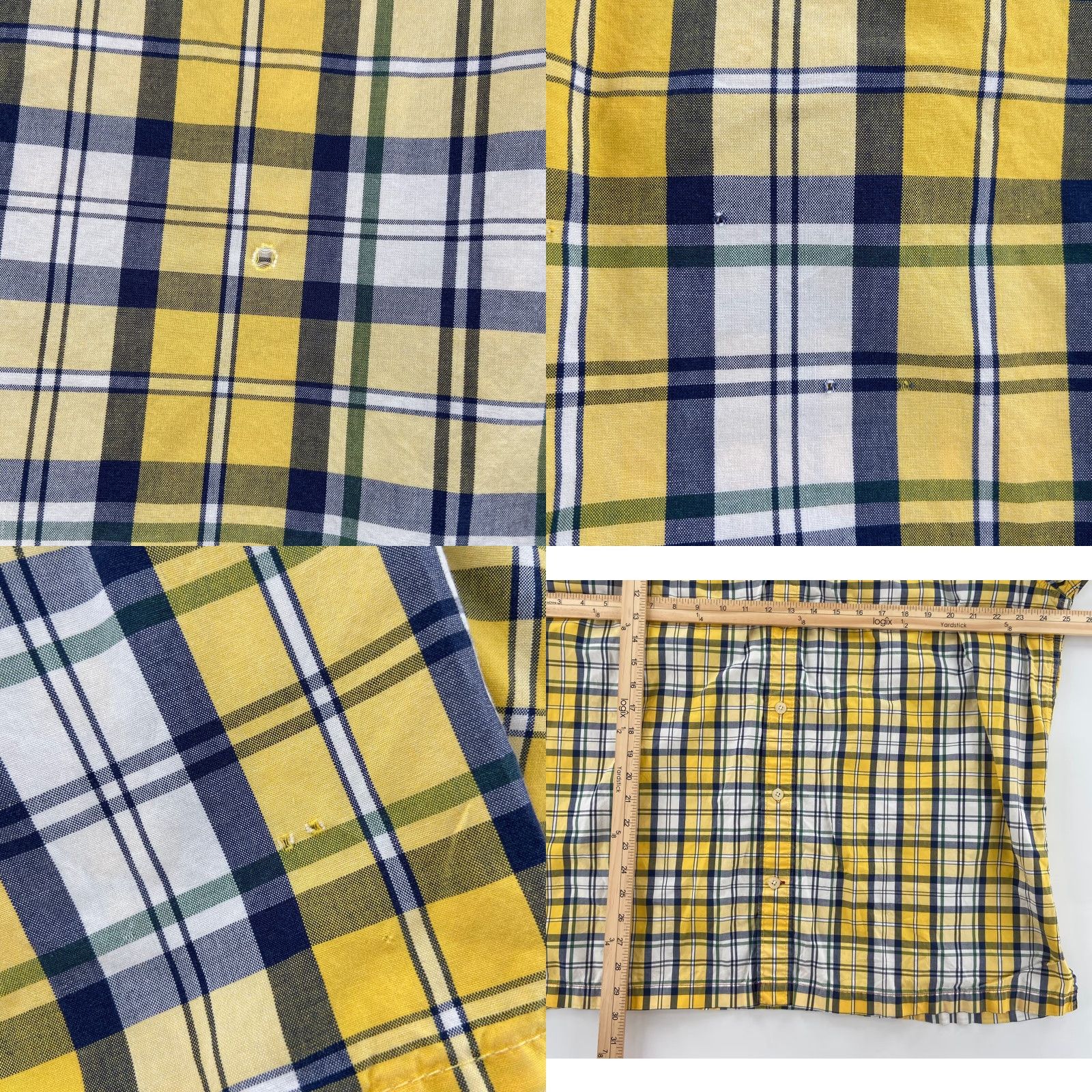 Tommy Hilfiger VINTAGE Tommy Hilfiger Plaid Button-Up Shirt Adult XXL Yellow Short Sleeve Pocket Casual Mens Size US XXL / EU 58 / 5 - 8 Thumbnail