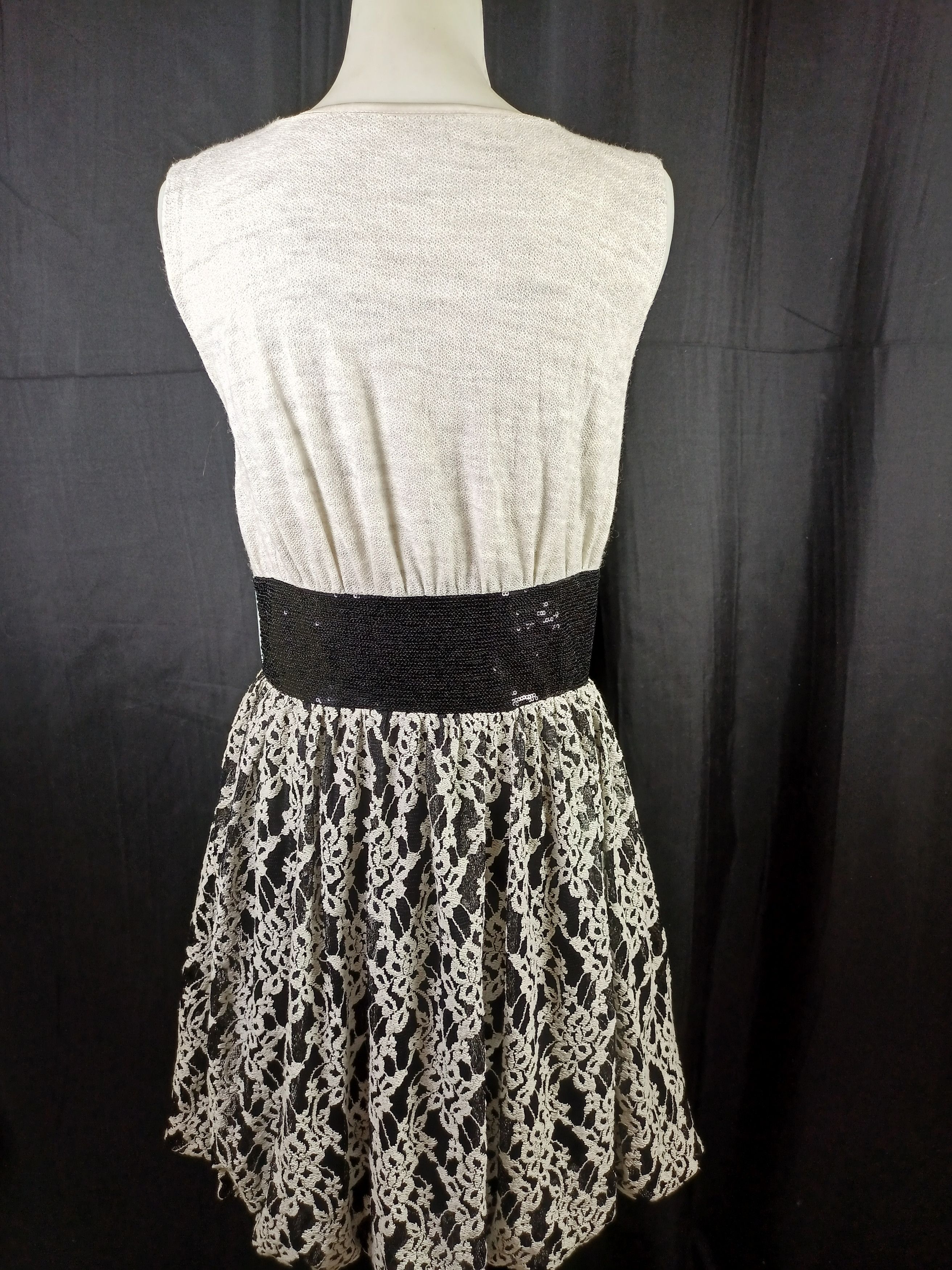 Japanese Brand Cat's Women's Sleeveless Side Zipper Black Sequin Lace Dress Size M / US 6-8 / IT 42-44 - 14 Thumbnail