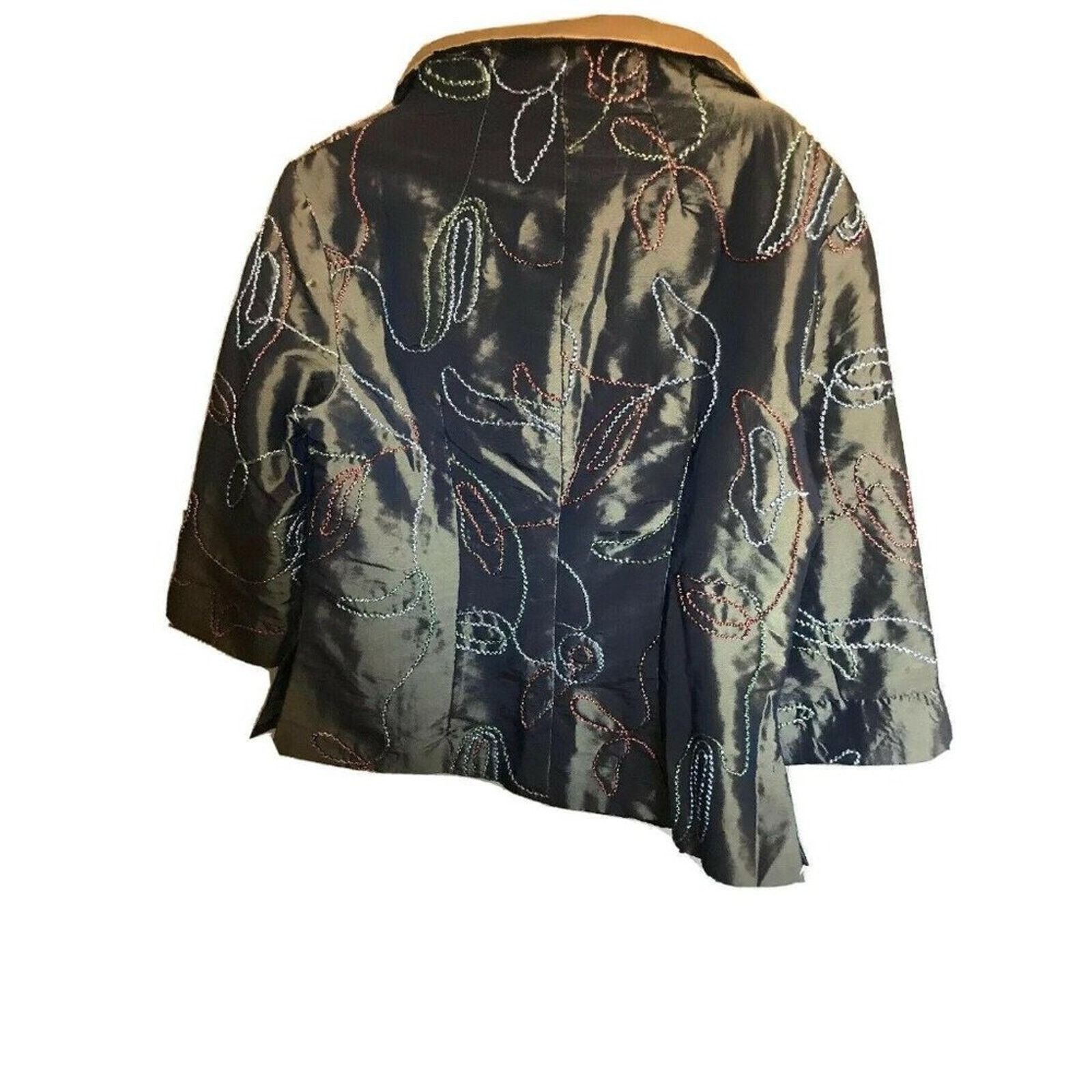 Other Chinese Embellished Top Green Metal With Gold Bo Xi Hua Fu L Size L / US 10 / IT 46 - 10 Thumbnail