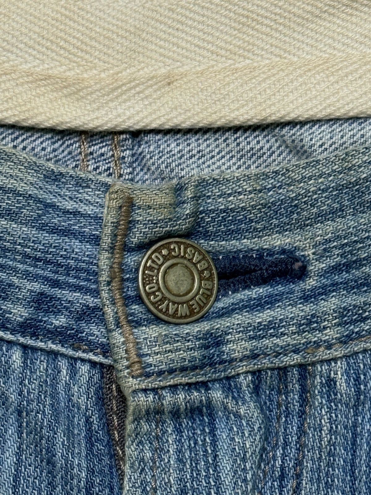 Japanese Brand Vintage BLUE WAYS Striped Distressed Double Knee Denim Pant Size US 32 / EU 48 - 8 Thumbnail