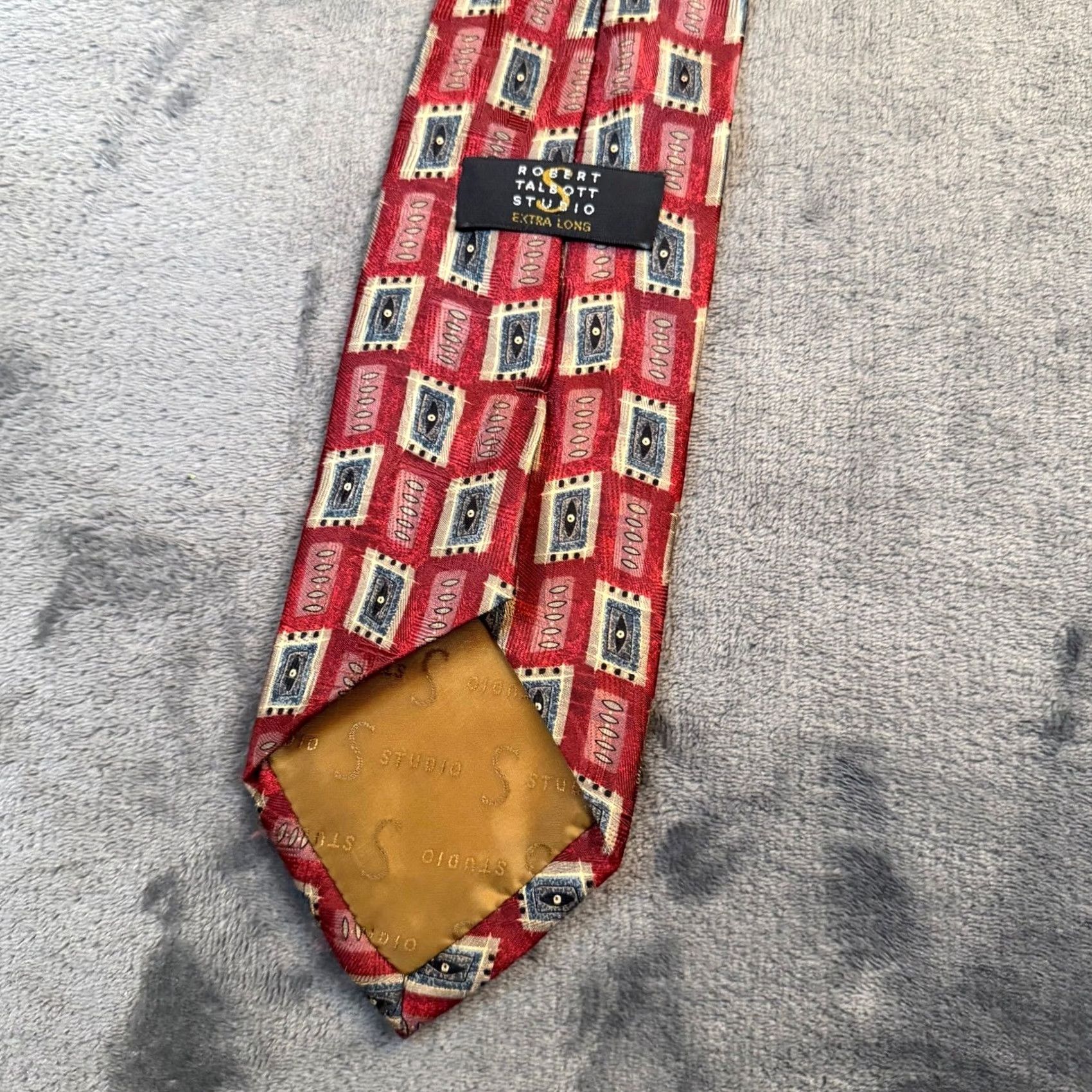 Robert Talbott Robert Talbott Studio Necktie Mens Extra Long Red Geometric Silk Hand Sewn Size ONE SIZE - 5 Thumbnail