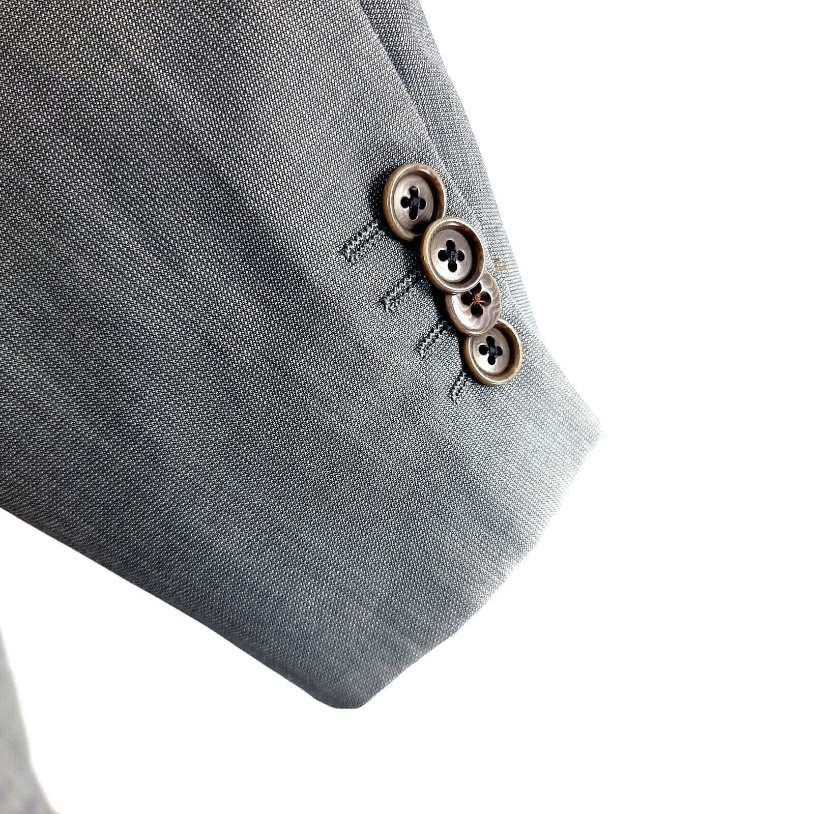 Barneys New York Barneys New York Wool Gray 3 Button Blazer 44R Size 44R - 4 Thumbnail